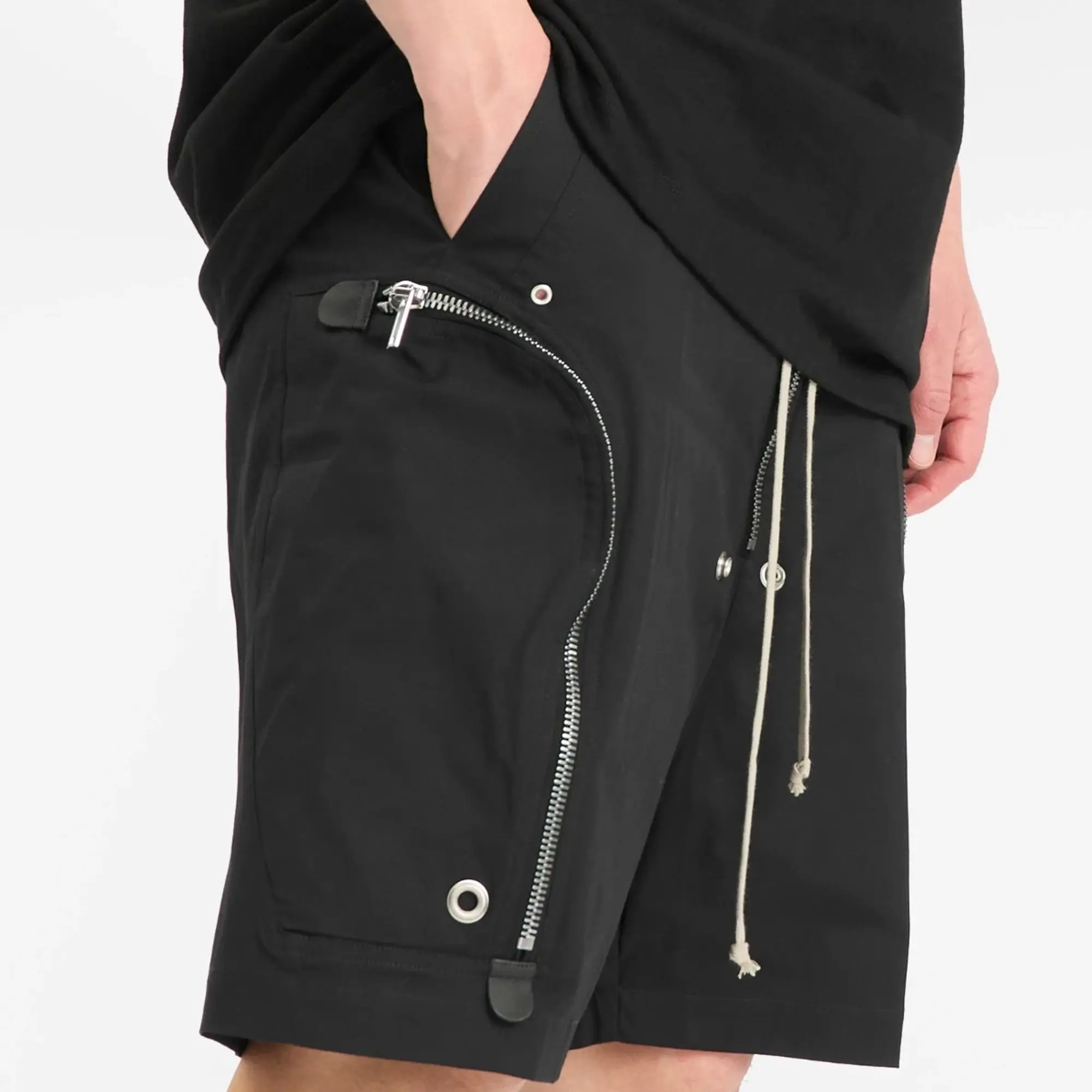 Rick Owens Men's Heavy Cotton Poplin Bauhaus Bela Shorts Black