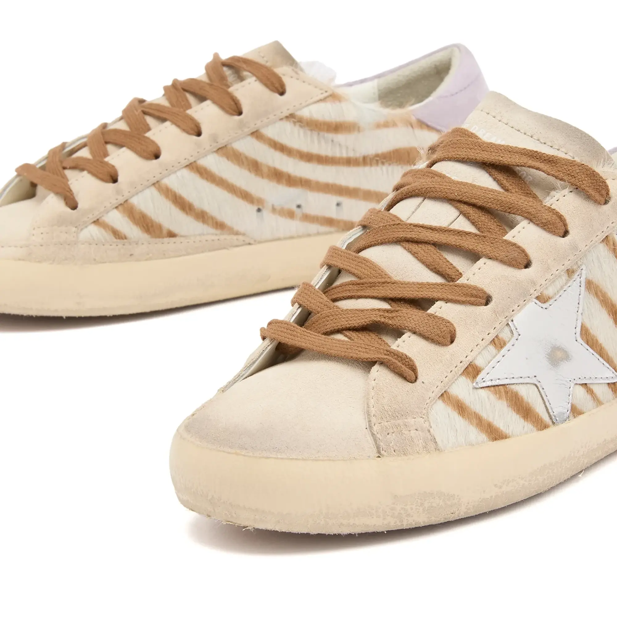 Golden Goose Women's Super Star Sneaker Zebra White Brown