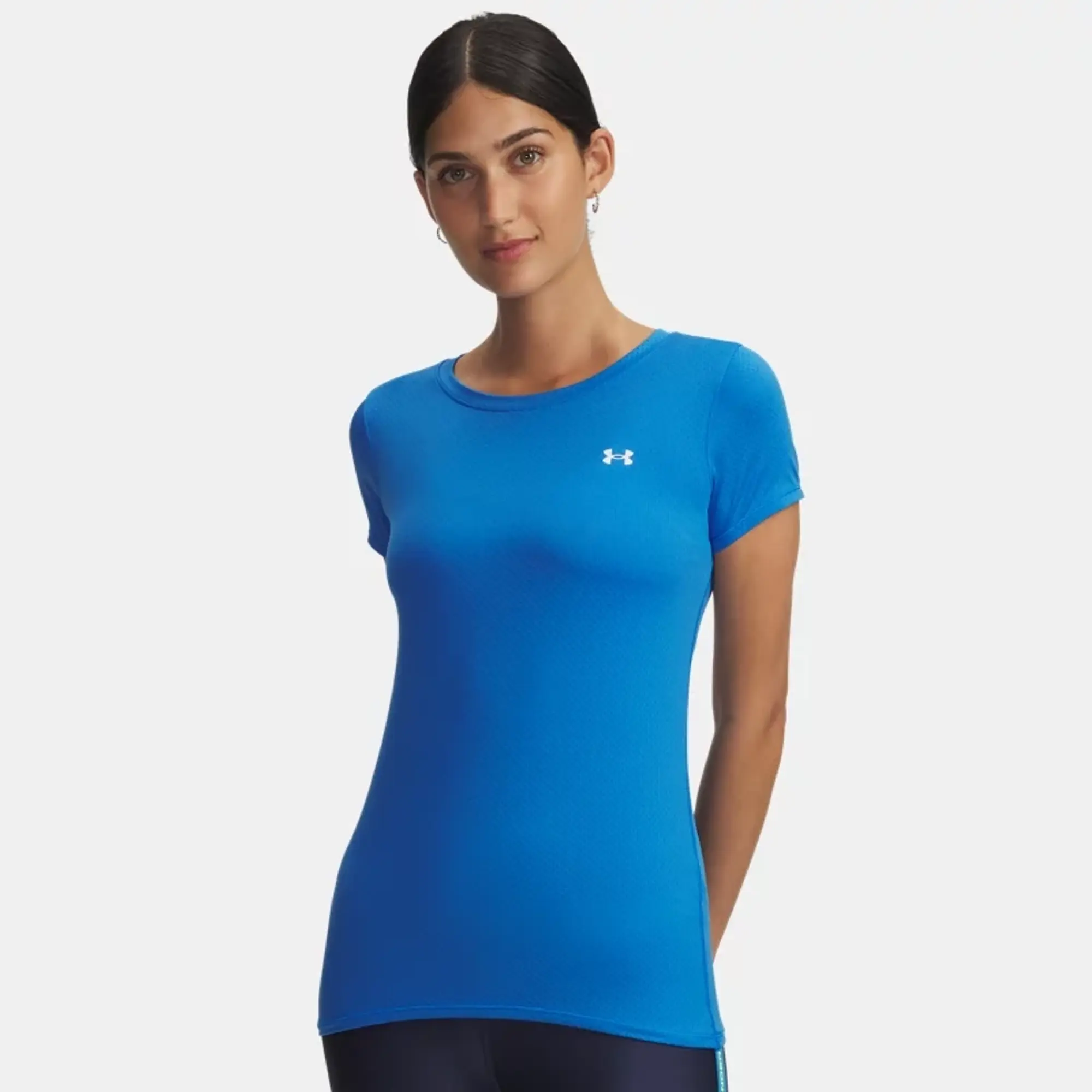 HeatGear® Armour Women's Short Sleeve Blue Atlantis / White L