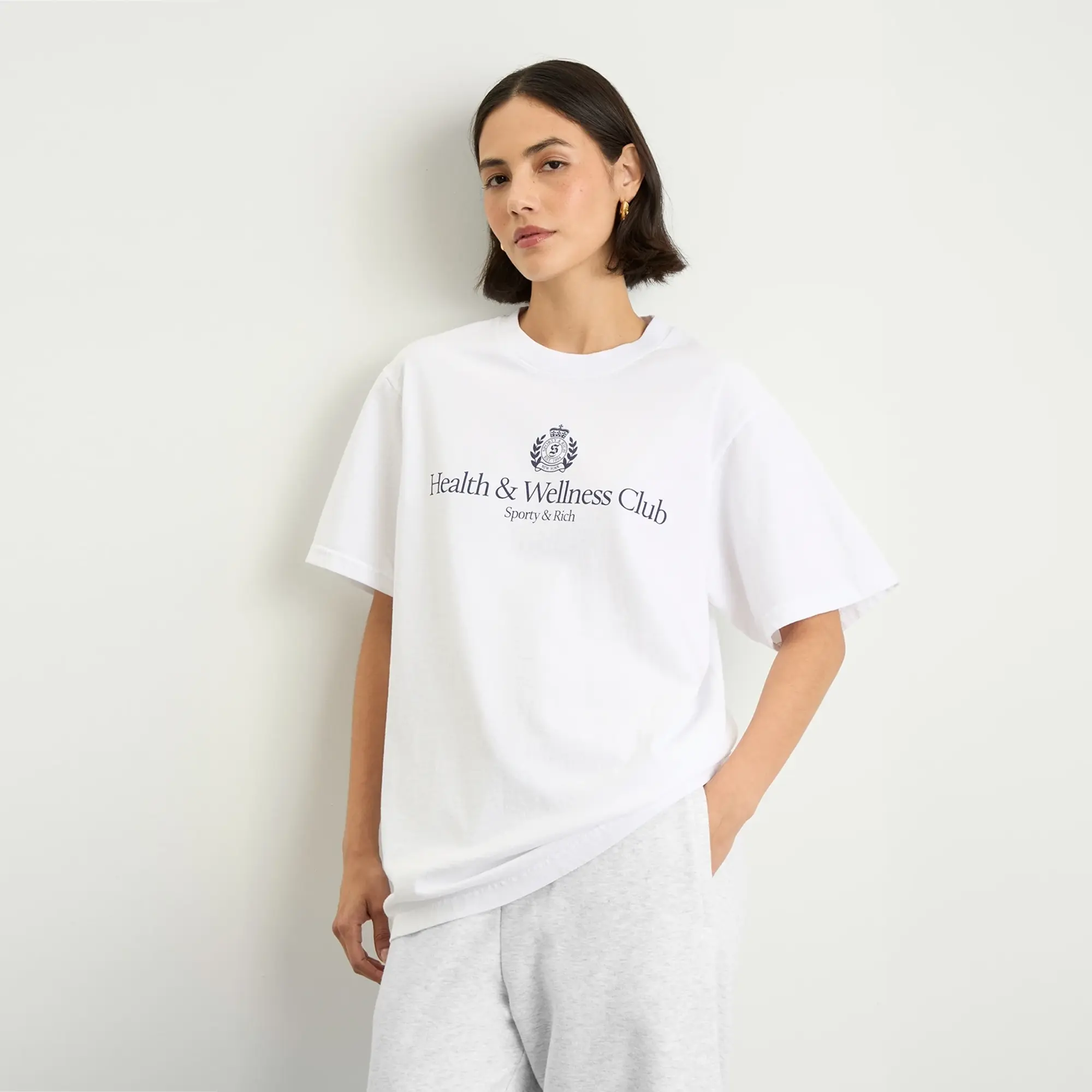 Sporty & Rich Women's H&W Crest T-Shirt White