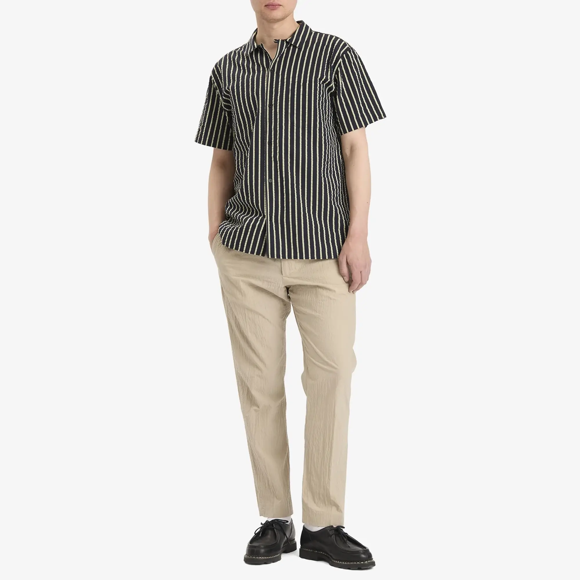 NN07 Men's Bill Pleated Seersucker Trousers Fog