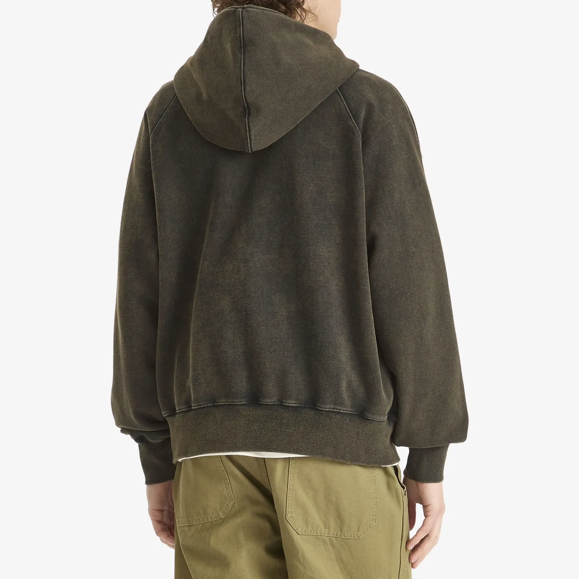 FrizmWORKS Men's Vintage Dye Hooded Zip Parka Black Brown