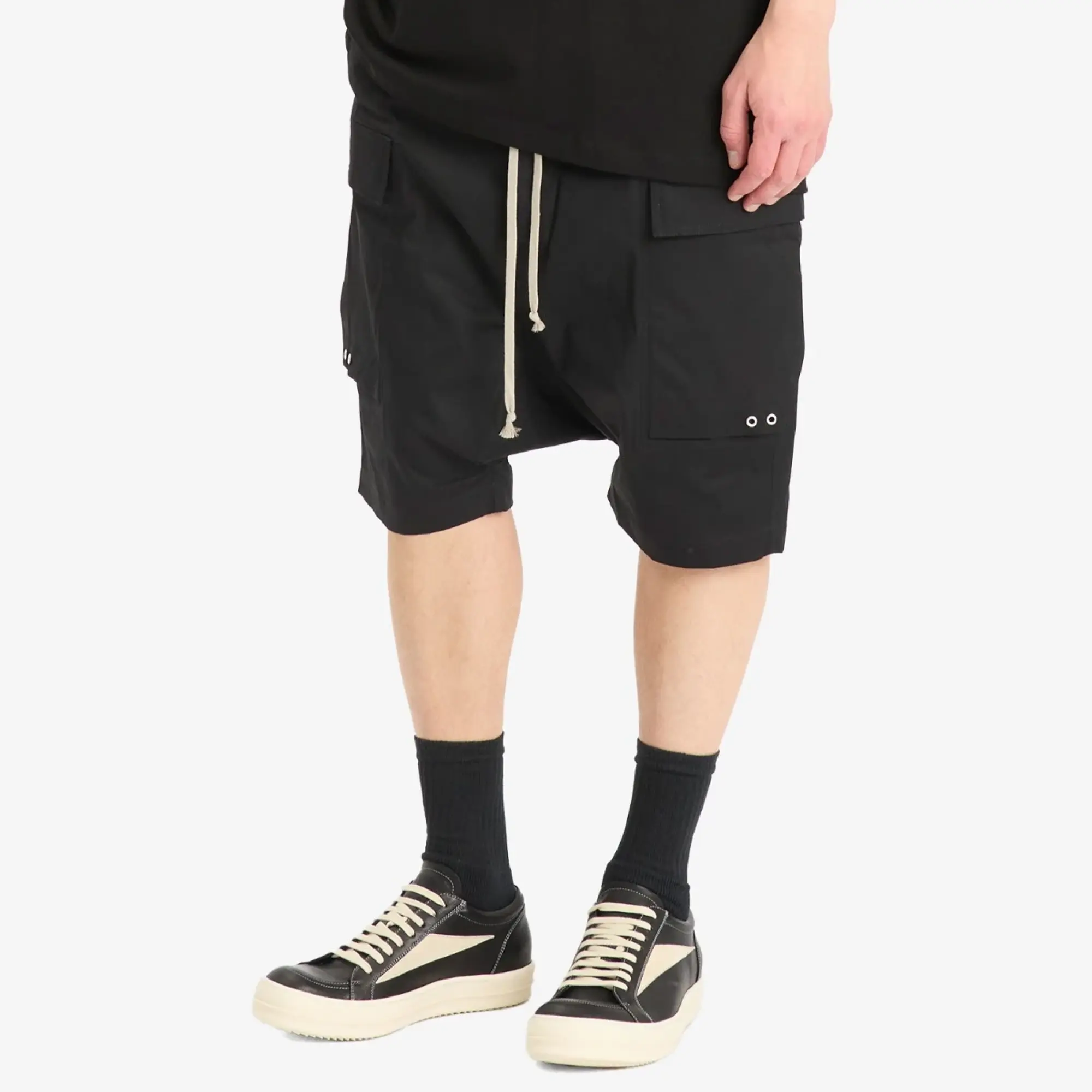 Rick Owens Men's Heavy Cotton Poplin Cargo Pods Black
