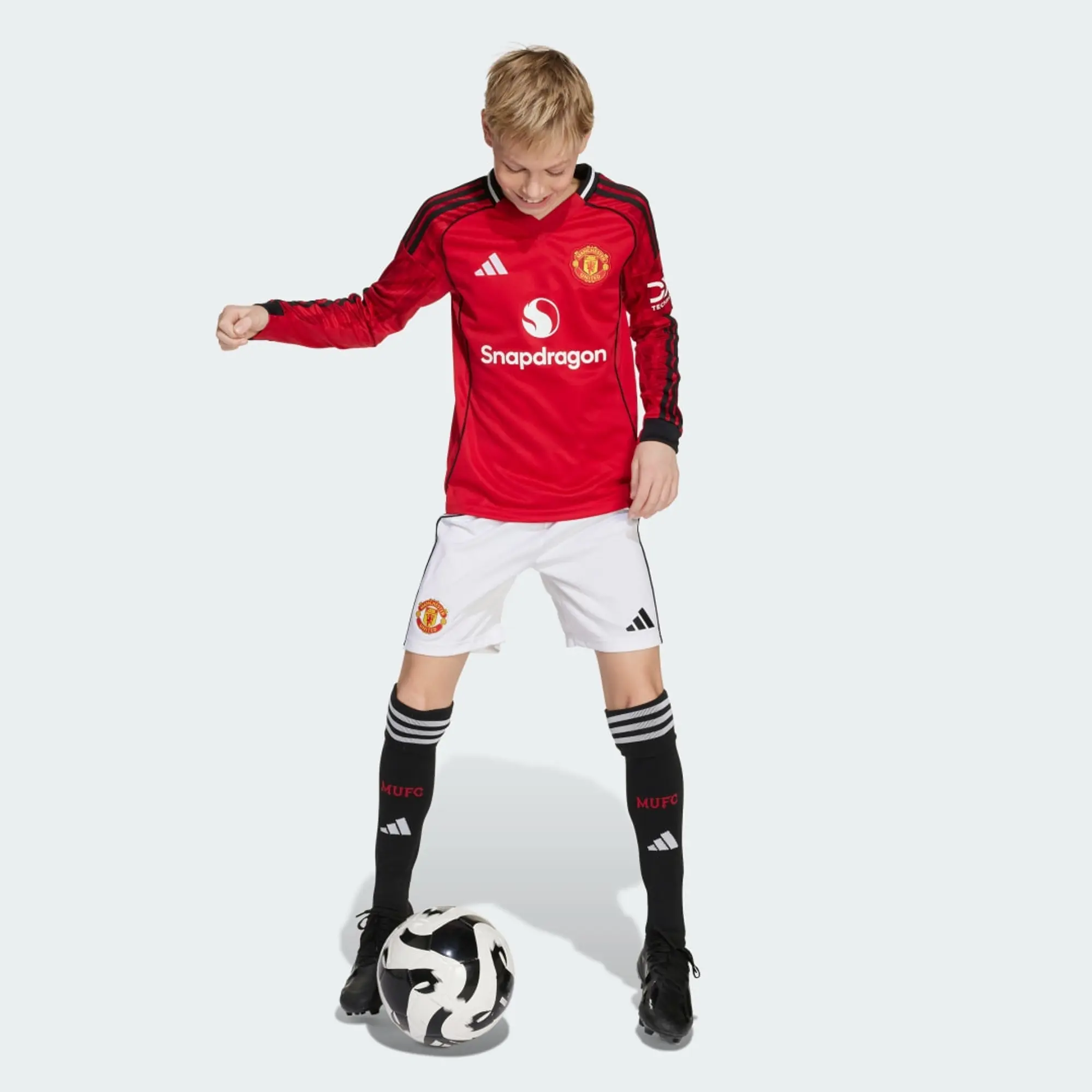 adidas Manchester United 25/26 Long Sleeve Home Jersey Kids