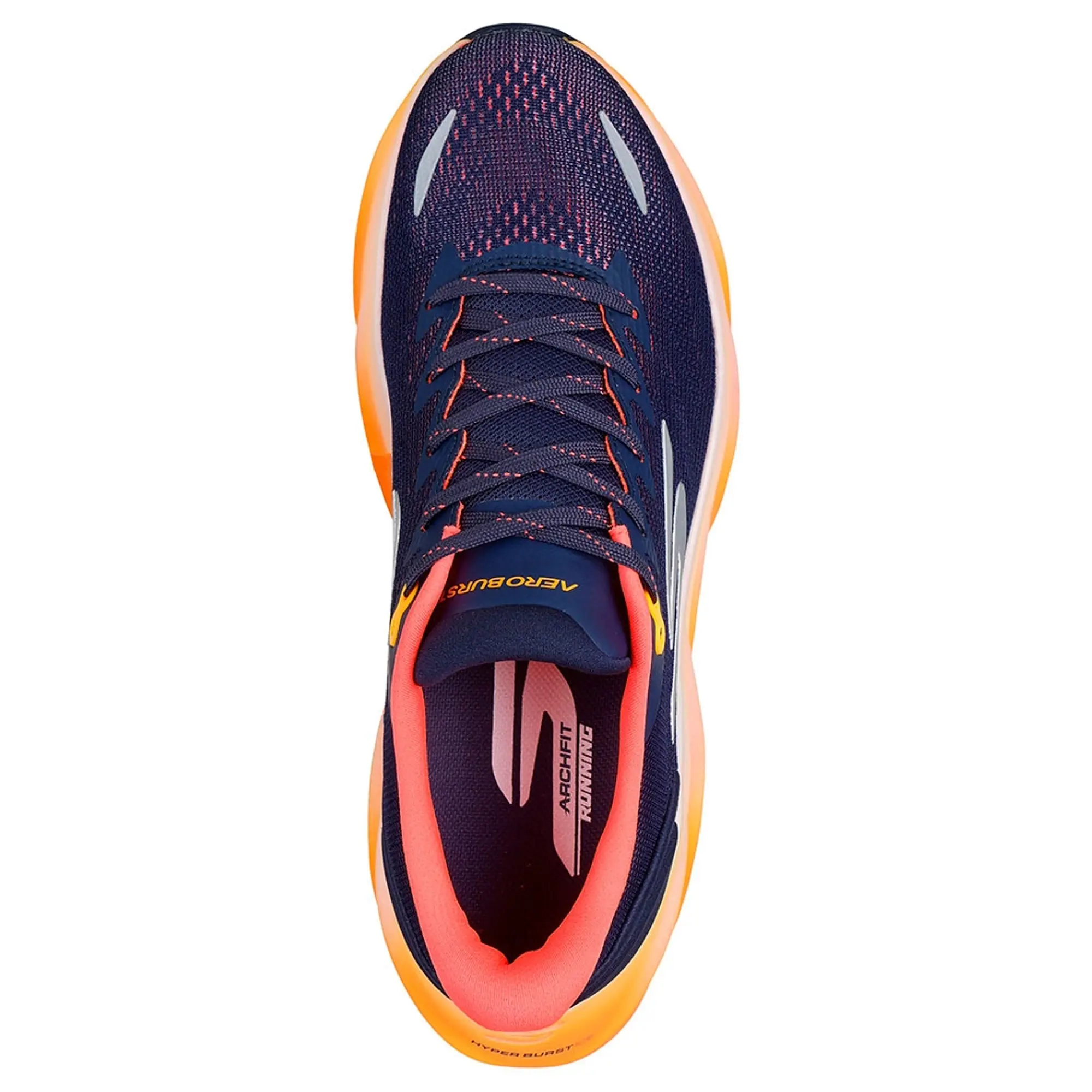 Skechers Men's Aero Burst Sneaker in Navy Blue/Orange