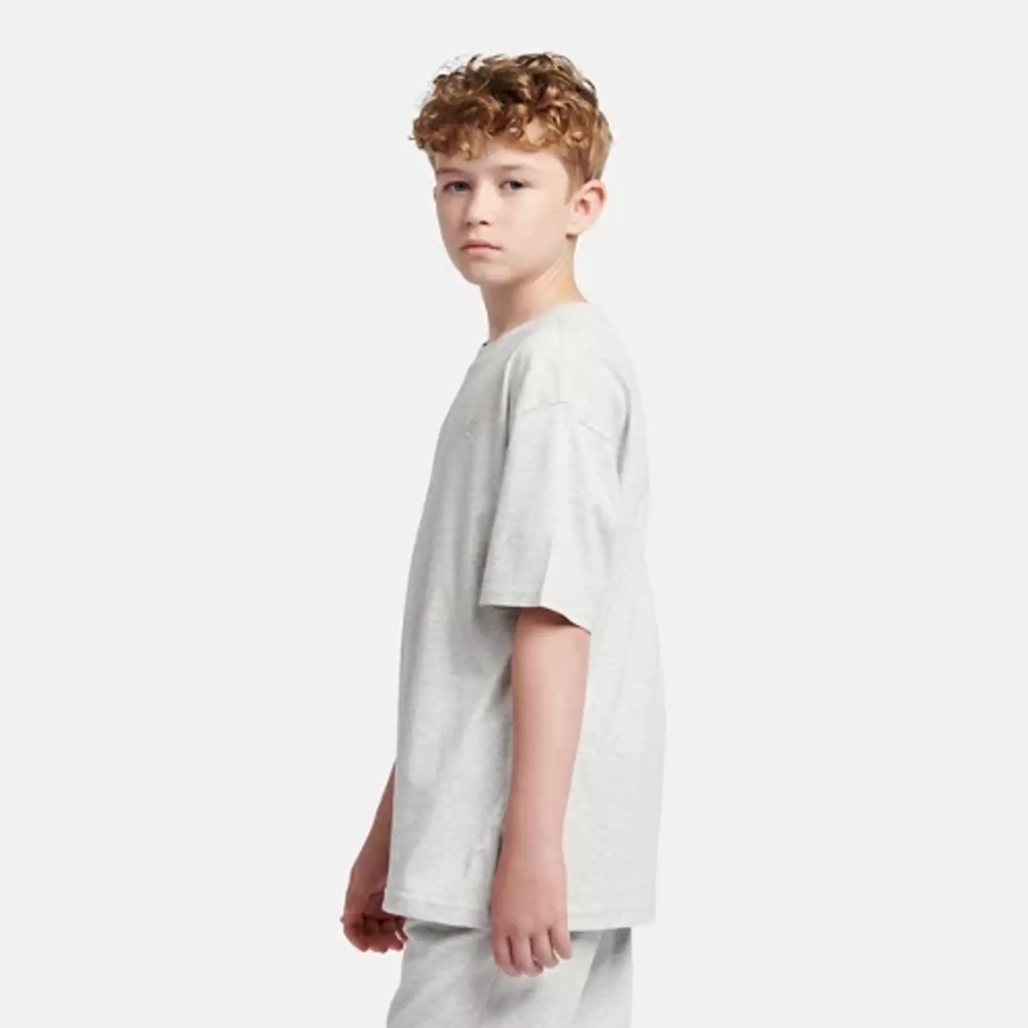 New Balance Boys Jersey Small Logo T-Shirt in Grey Cotton Jersey