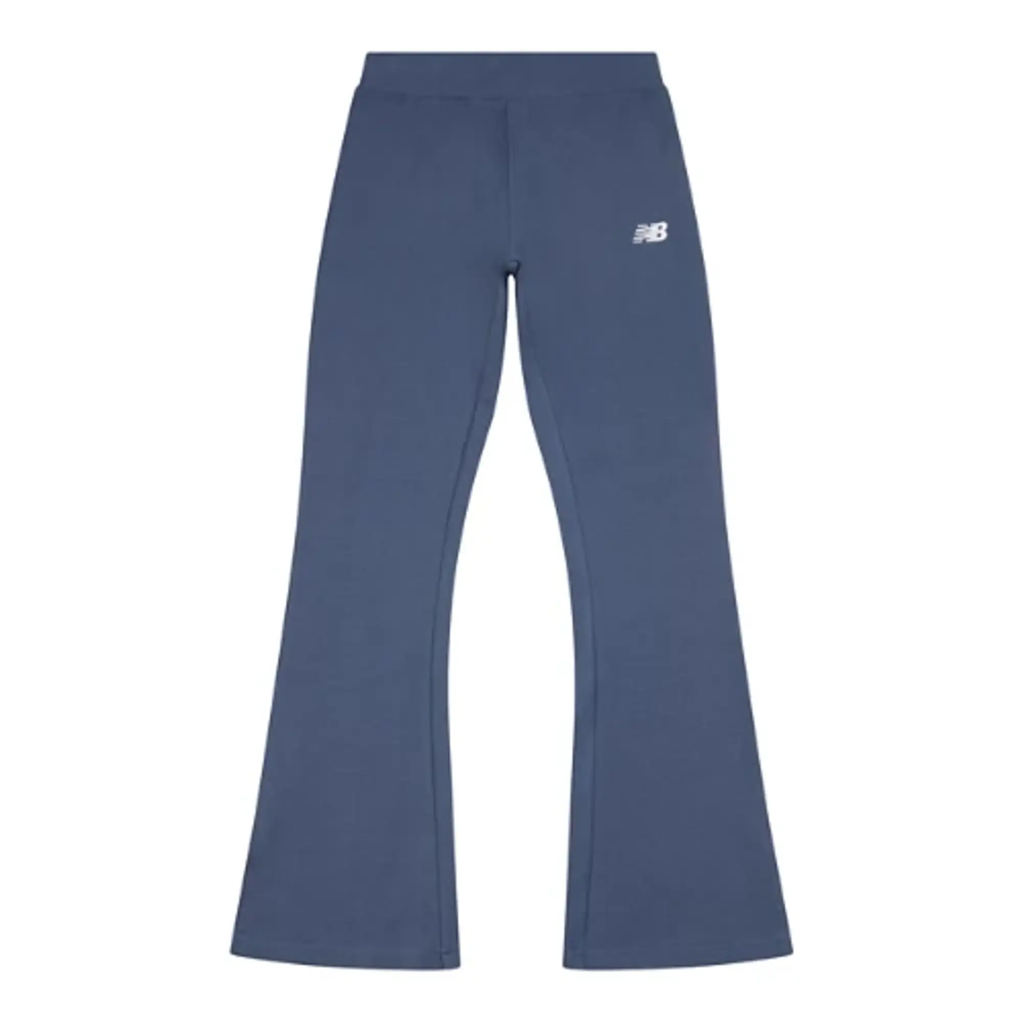 New Balance Girls Small Logo Flare Legging in Blue Cotton Jersey