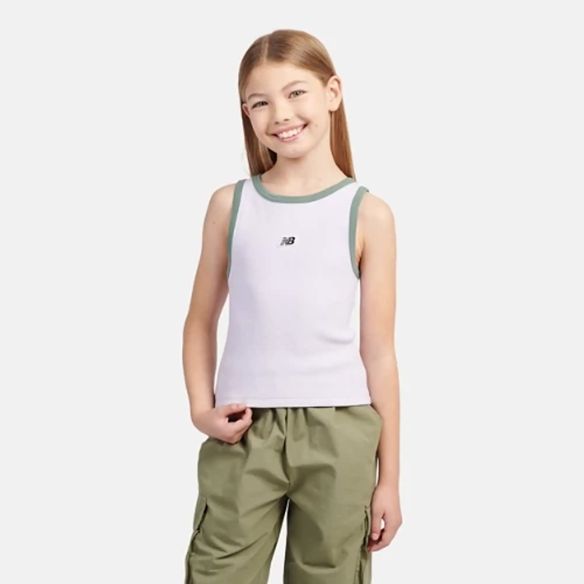 New Balance Girls Premium Rib Tank in Purple Cotton Jersey