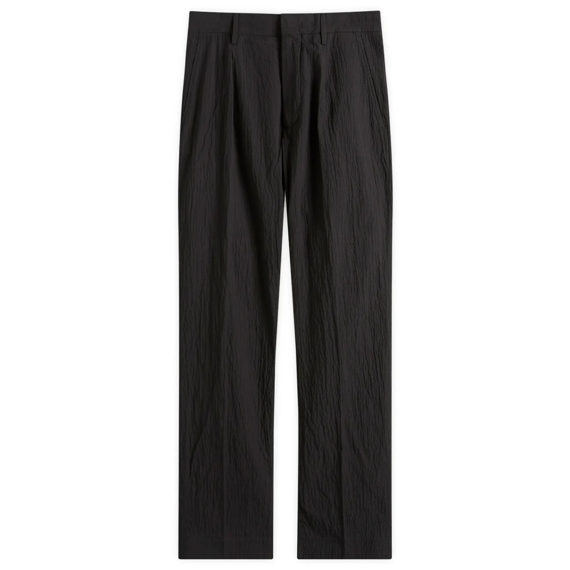 NN07 Men's Bill Pleated Seersucker Trousers Black