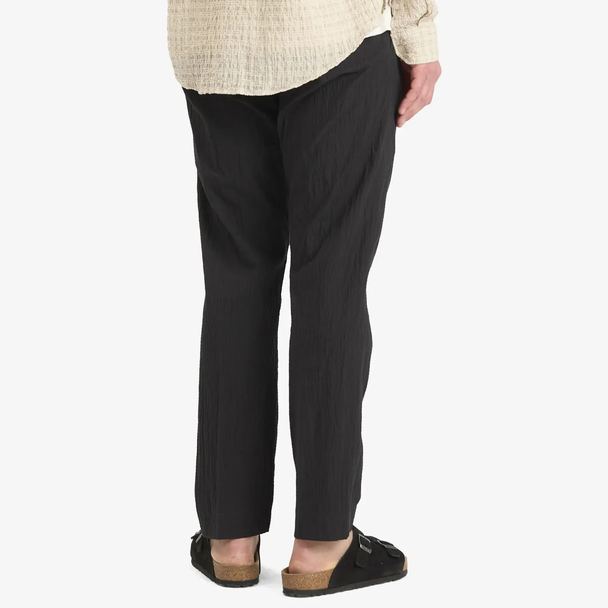 NN07 Men's Bill Pleated Seersucker Trousers Black