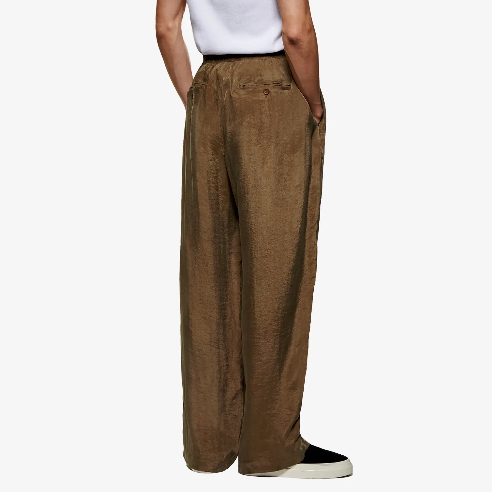 MKI Men's Sandwash Cupro Wide Leg Trousers Brown