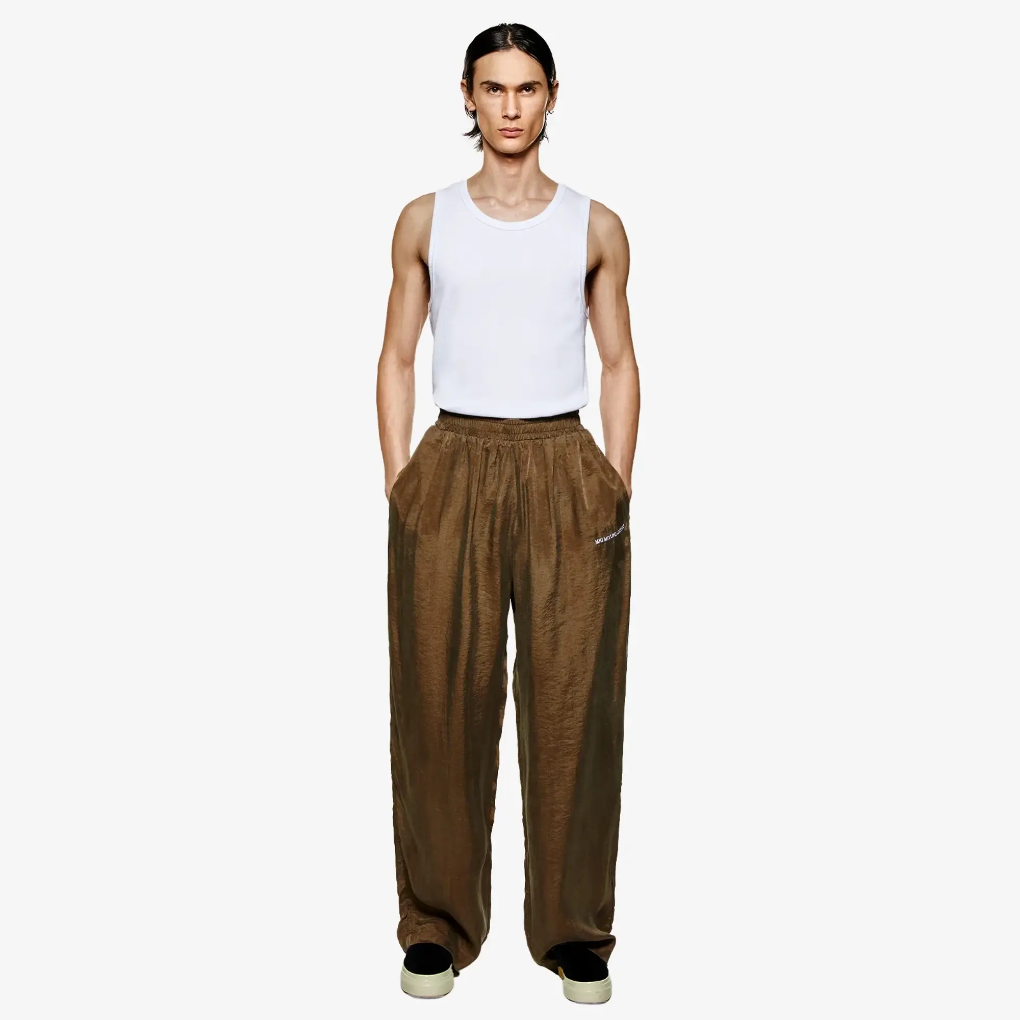 MKI Men's Sandwash Cupro Wide Leg Trousers Brown