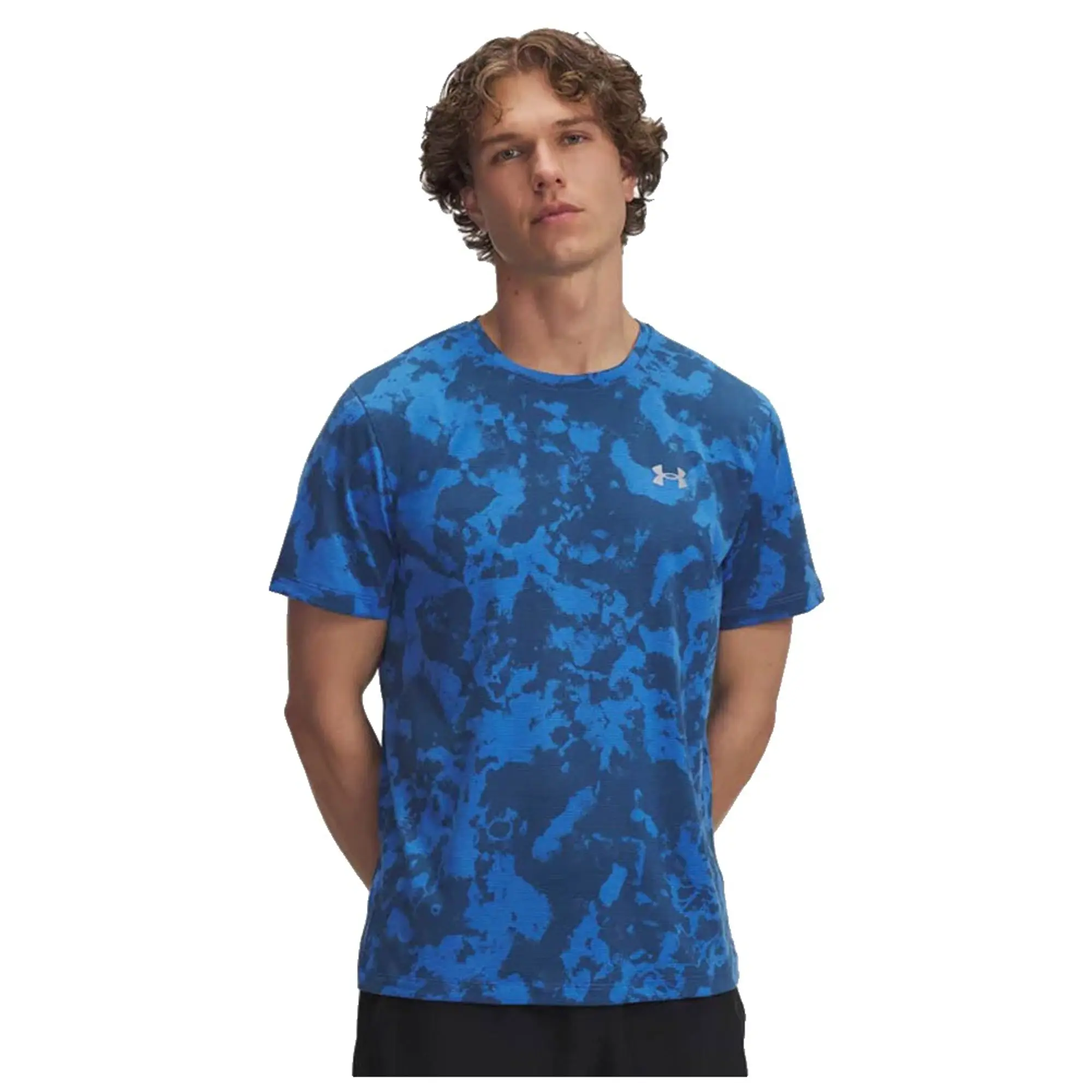 Under Armour  Launch Printed Men's Short Sleeve Blue Atlantis / Washed Navy / Reflective XXL
