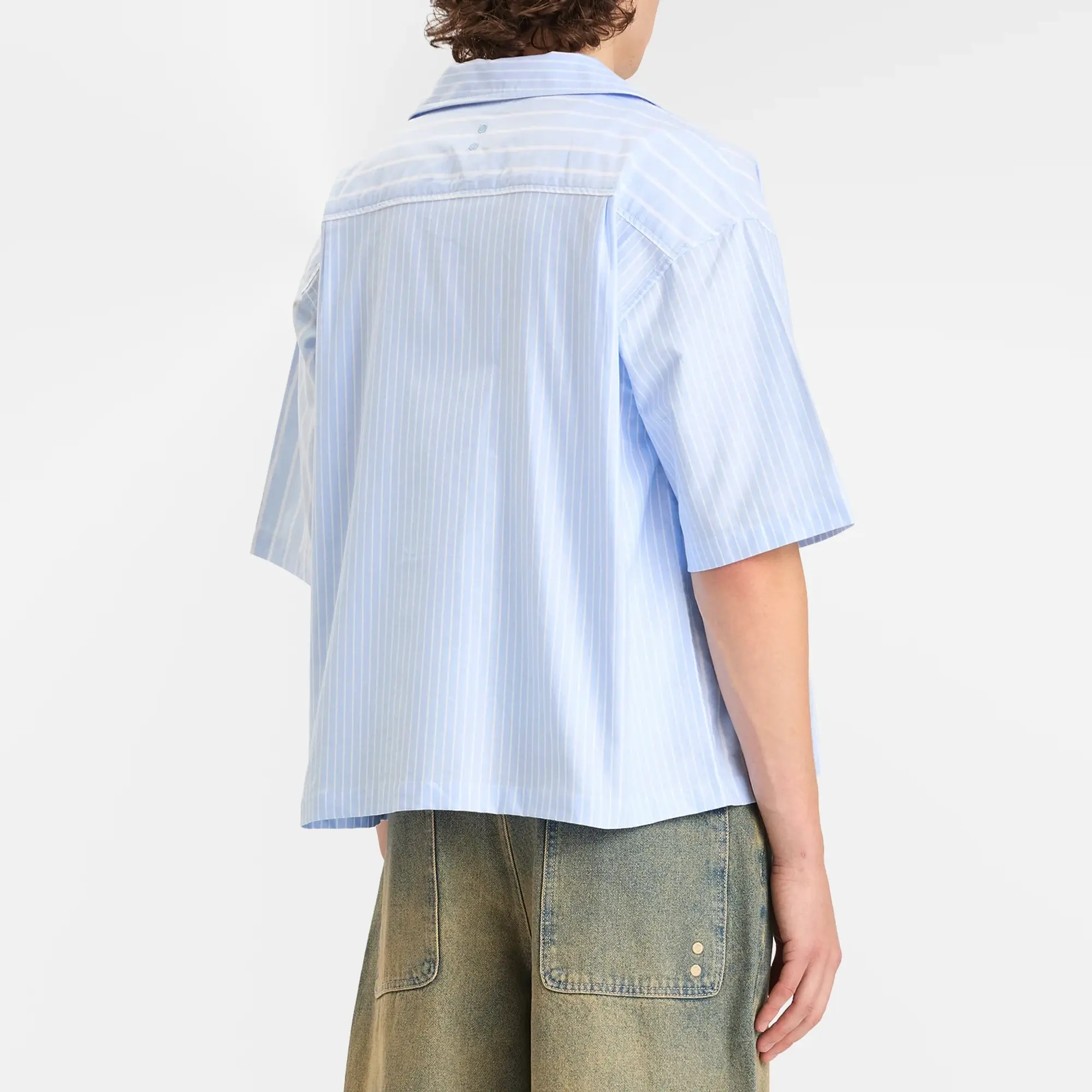 about:blank Men's Patchwork Vacation Shirt Blue/White