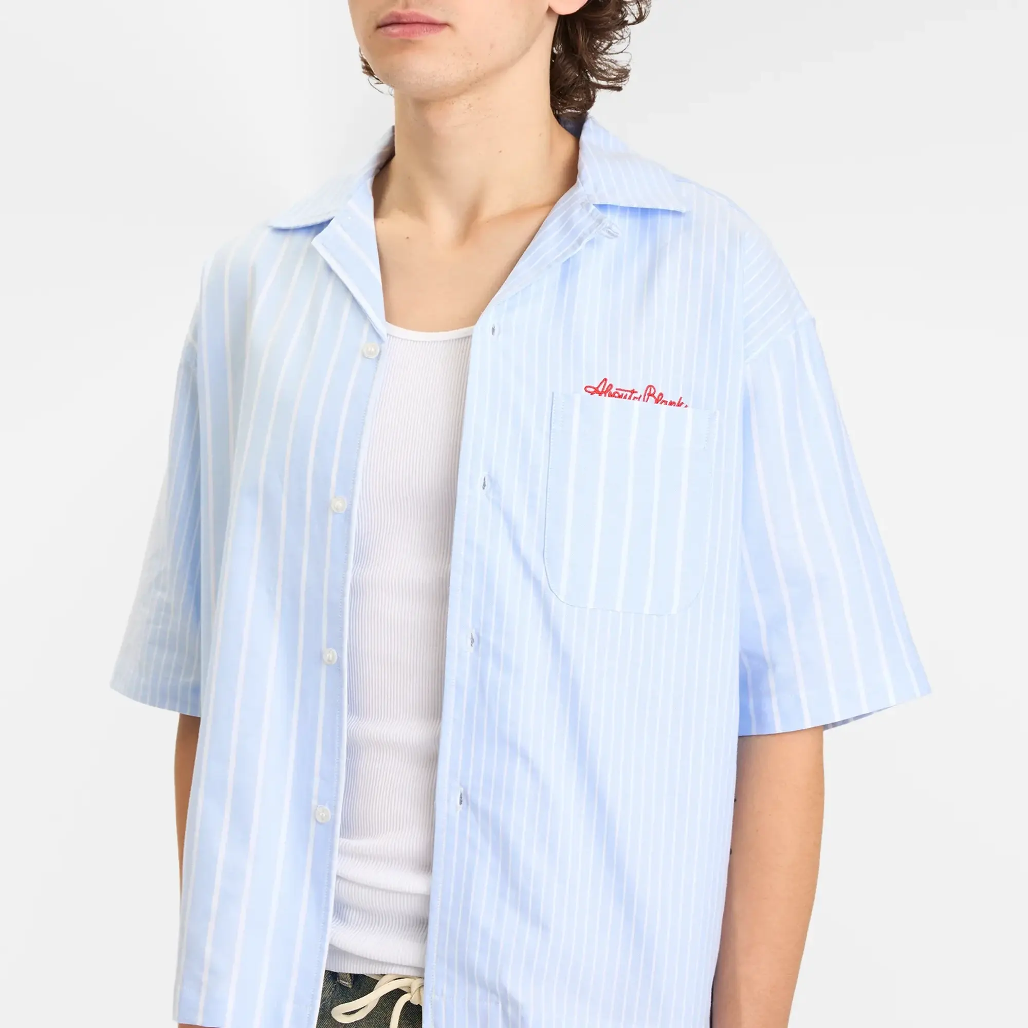 about:blank Men's Patchwork Vacation Shirt Blue/White