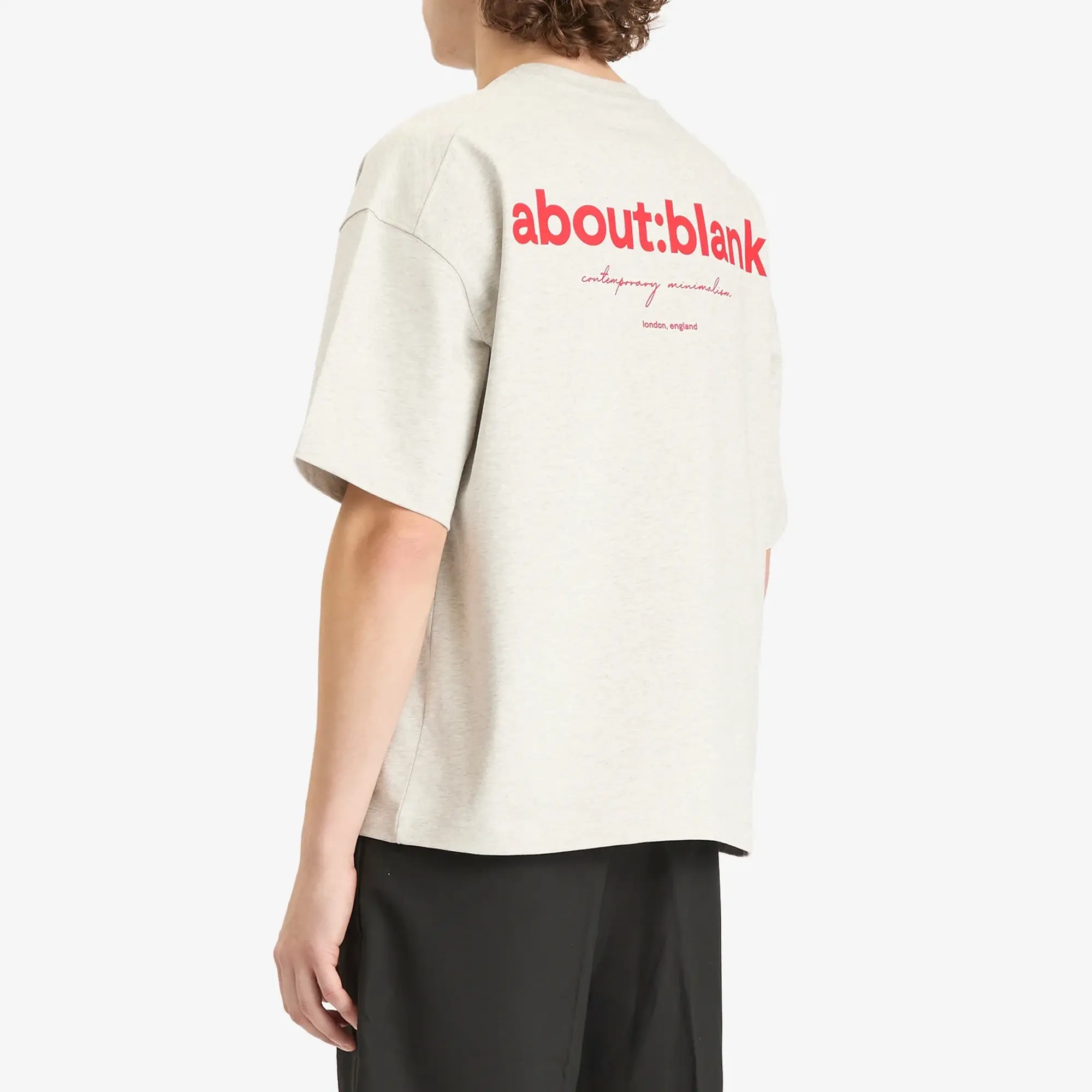about:blank Men's Box Logo T-Shirt Grey Marl/Red