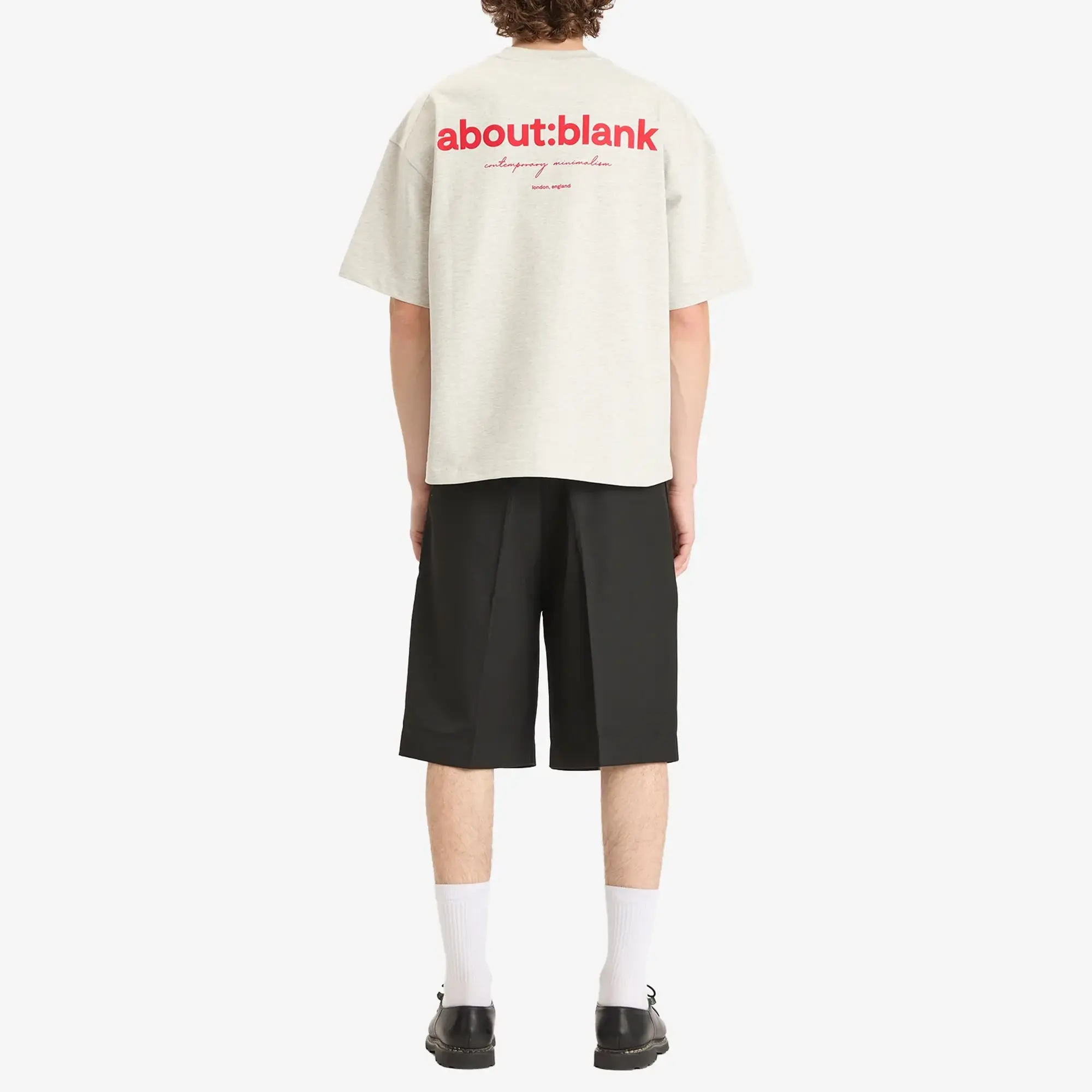 about:blank Men's Box Logo T-Shirt Grey Marl/Red