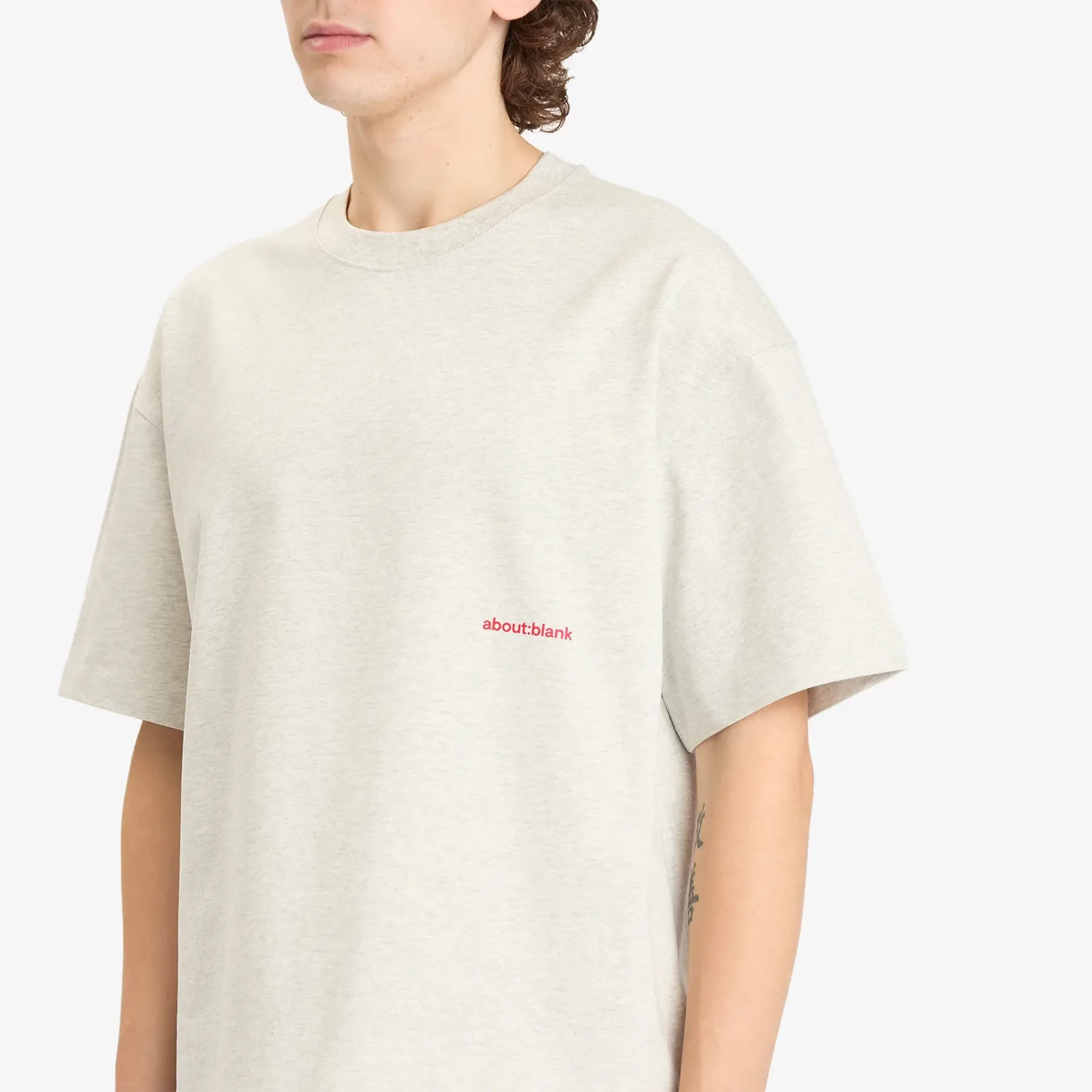 about:blank Men's Box Logo T-Shirt Grey Marl/Red