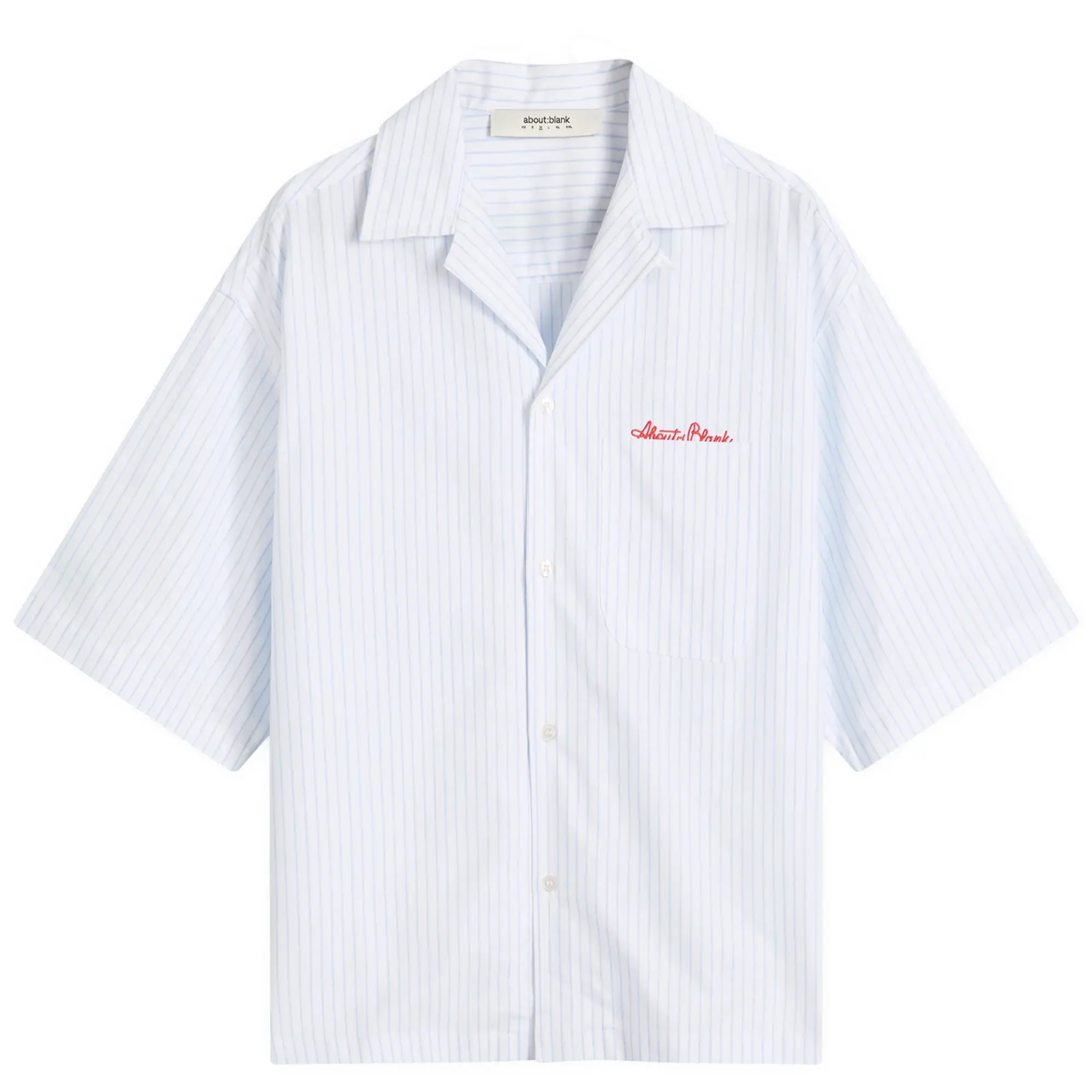 about:blank Men's Script Vacation Shirt White/Blue