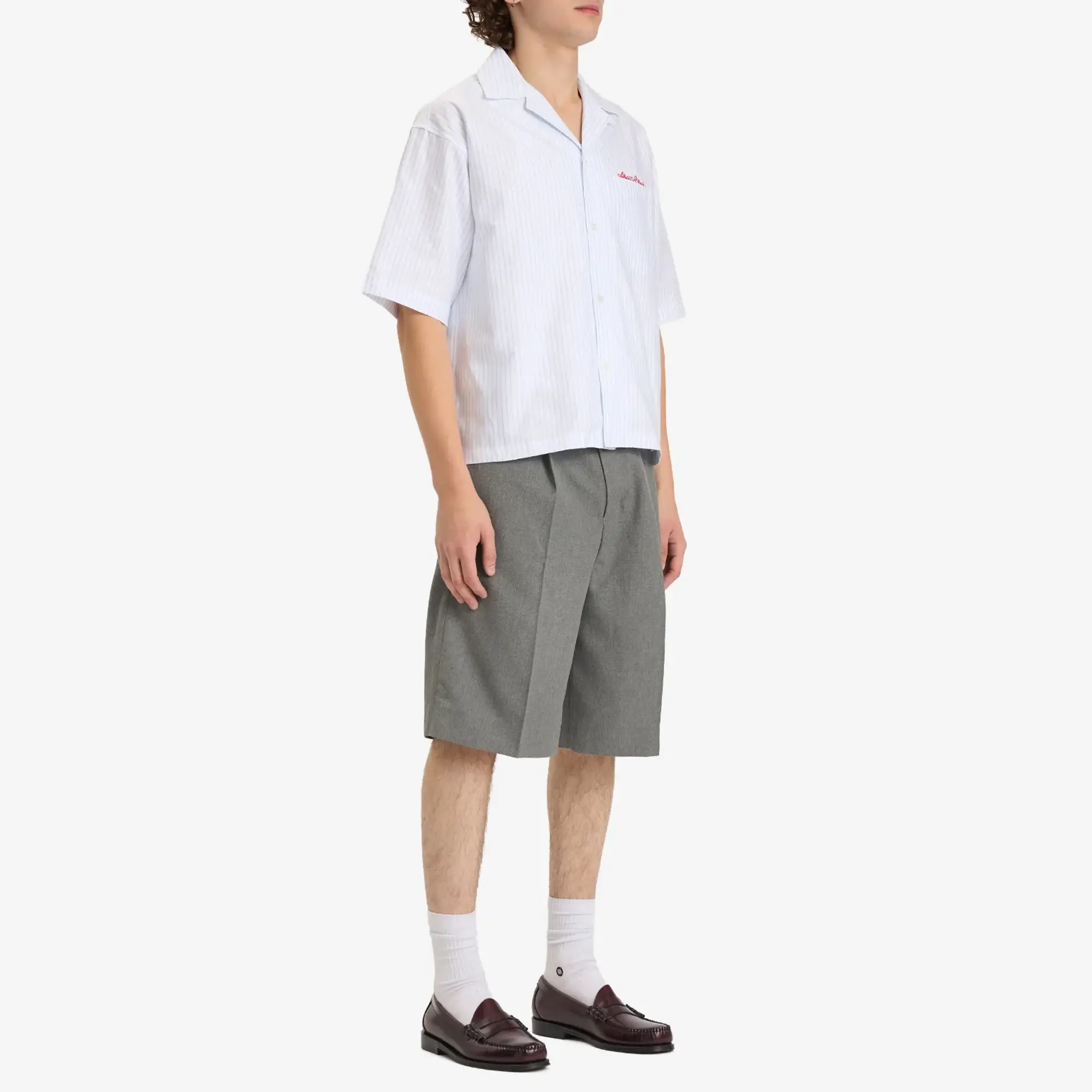 about:blank Men's Script Vacation Shirt White/Blue