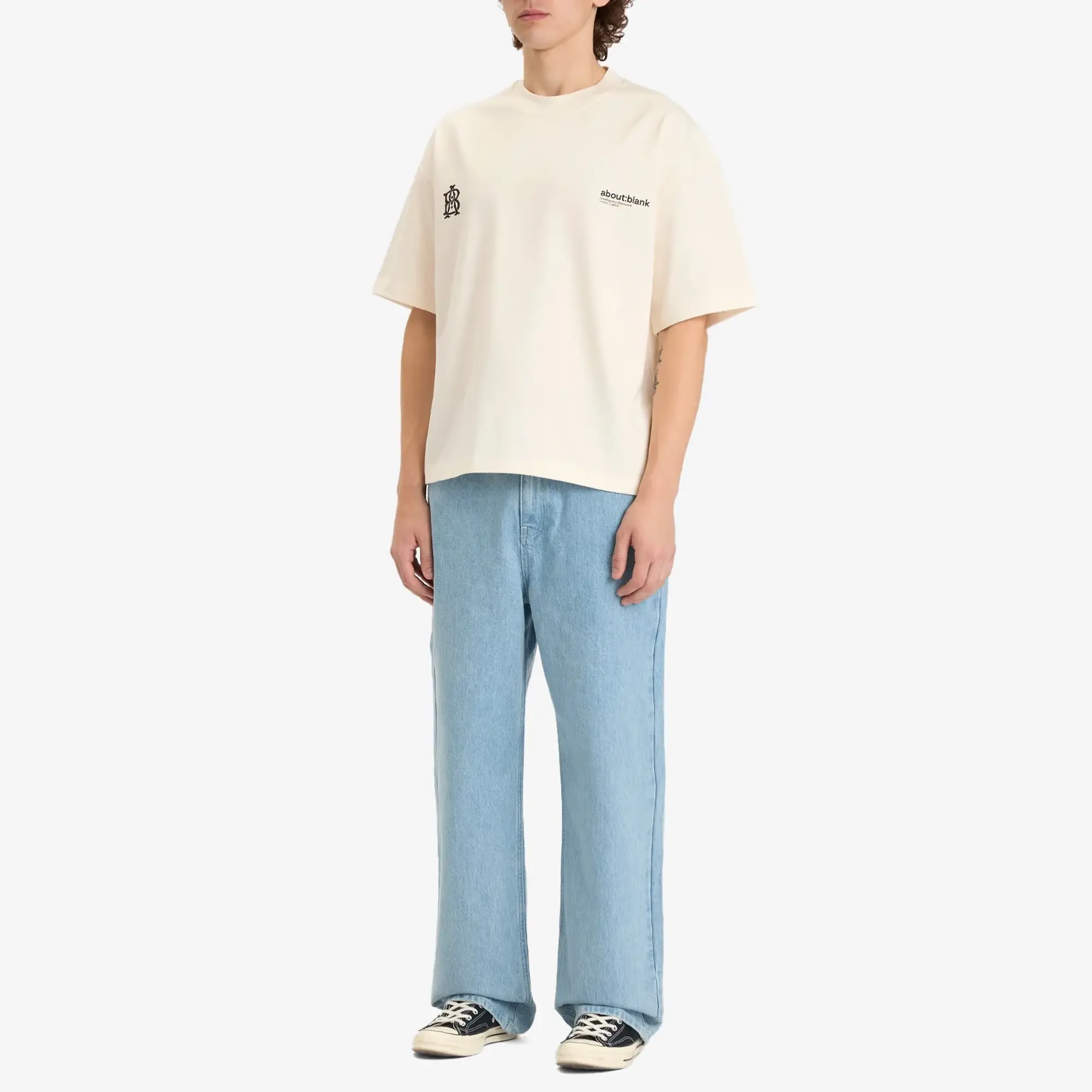 about:blank Men's Dual Logo T-Shirt Oat/Black