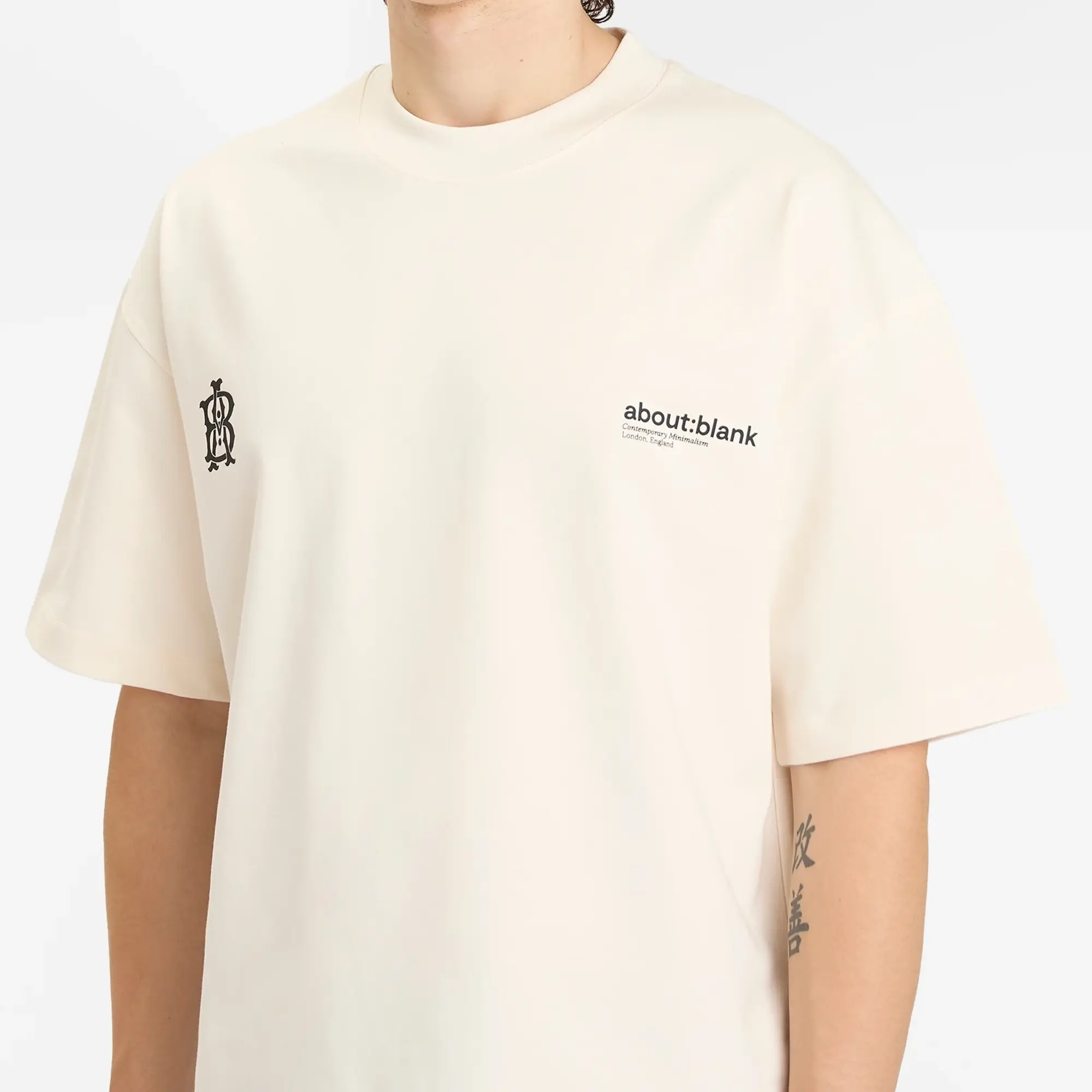 about:blank Men's Dual Logo T-Shirt Oat/Black