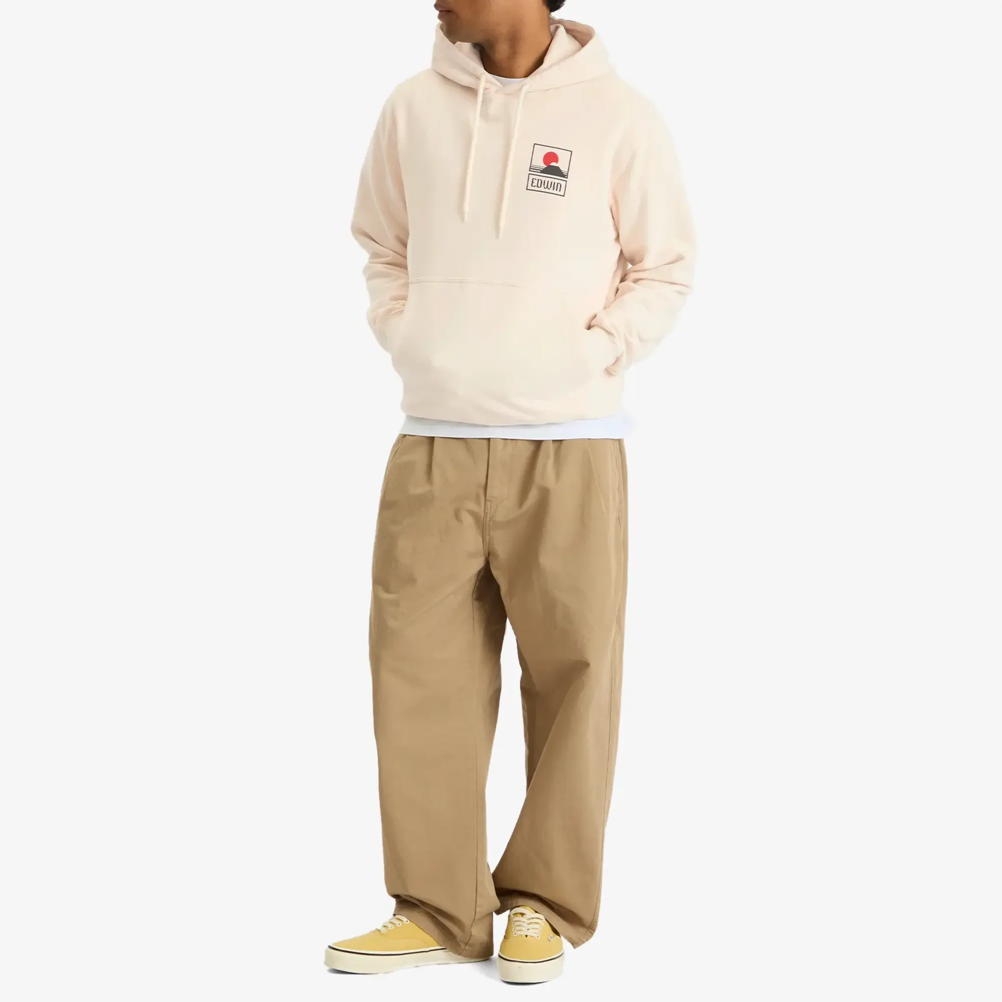 Edwin Men's Sunset On Mt Fuji Hoodie Whisper White