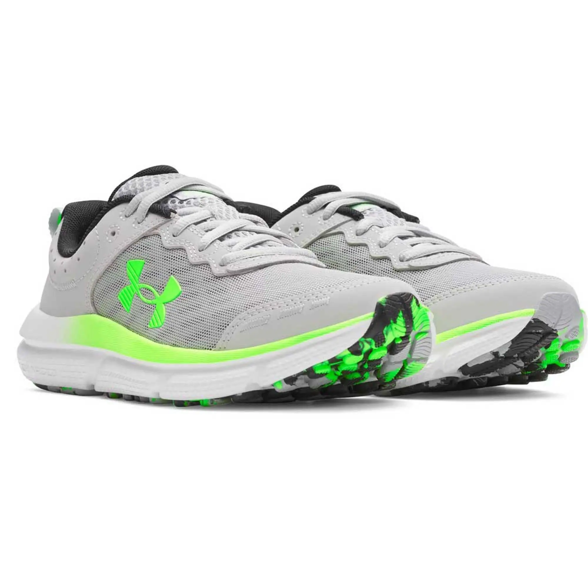 Under Armour  Assert 10 Boys' Grade School Running Shoes Mod Gray / Black / Hyper Green 3.5