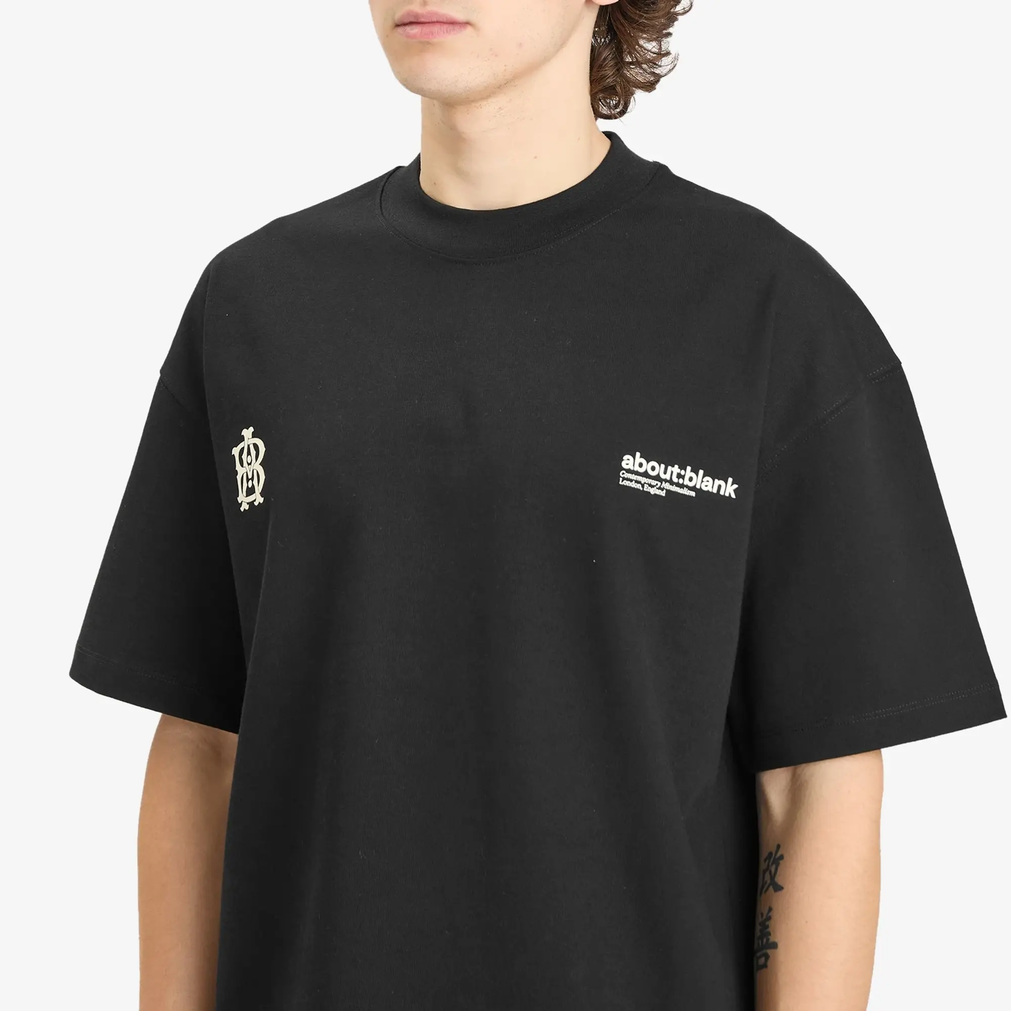 about:blank Men's Dual Logo T-Shirt Black/Ecru