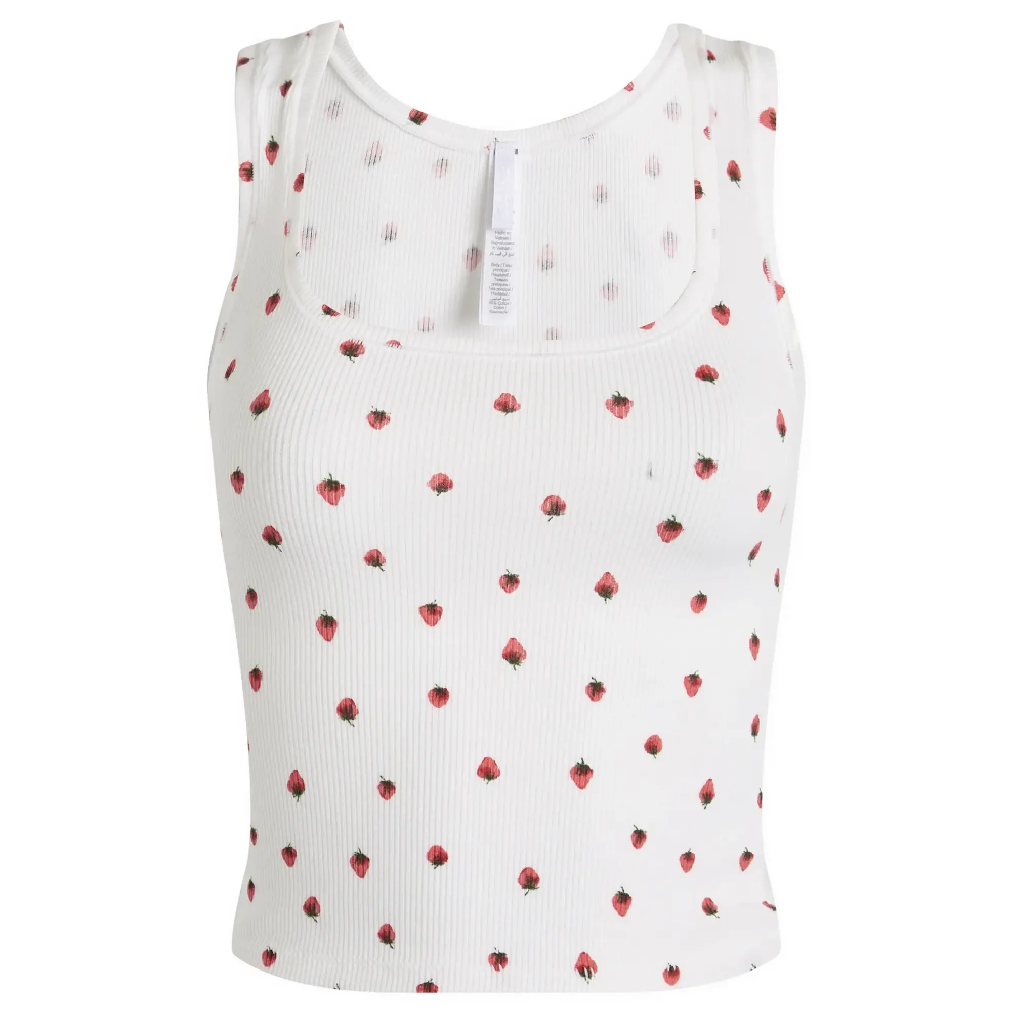 SKIMS Women's Cotton Rib Tank Top Snow Strawberry Print