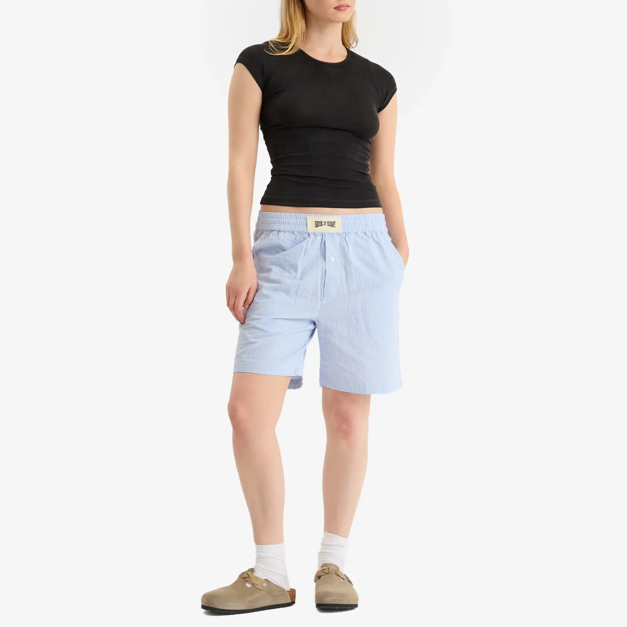 House Of Sunny Women's Seersucker Box Fit Shorts Multi