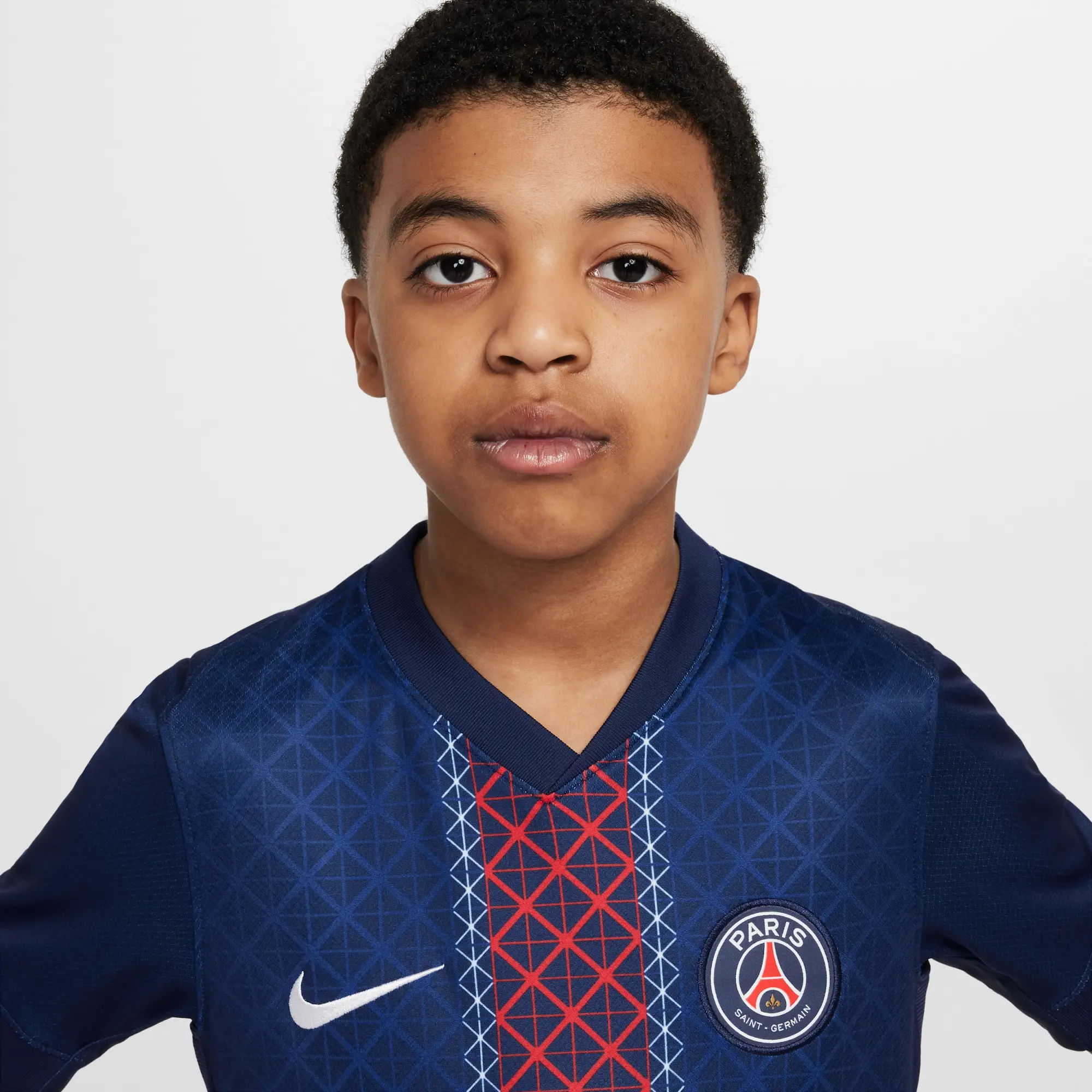 Paris Saint-Germain 2025/26 Stadium Home Older Kids' Nike Dri-FIT Football Replica Shirt - Blue - Polyester