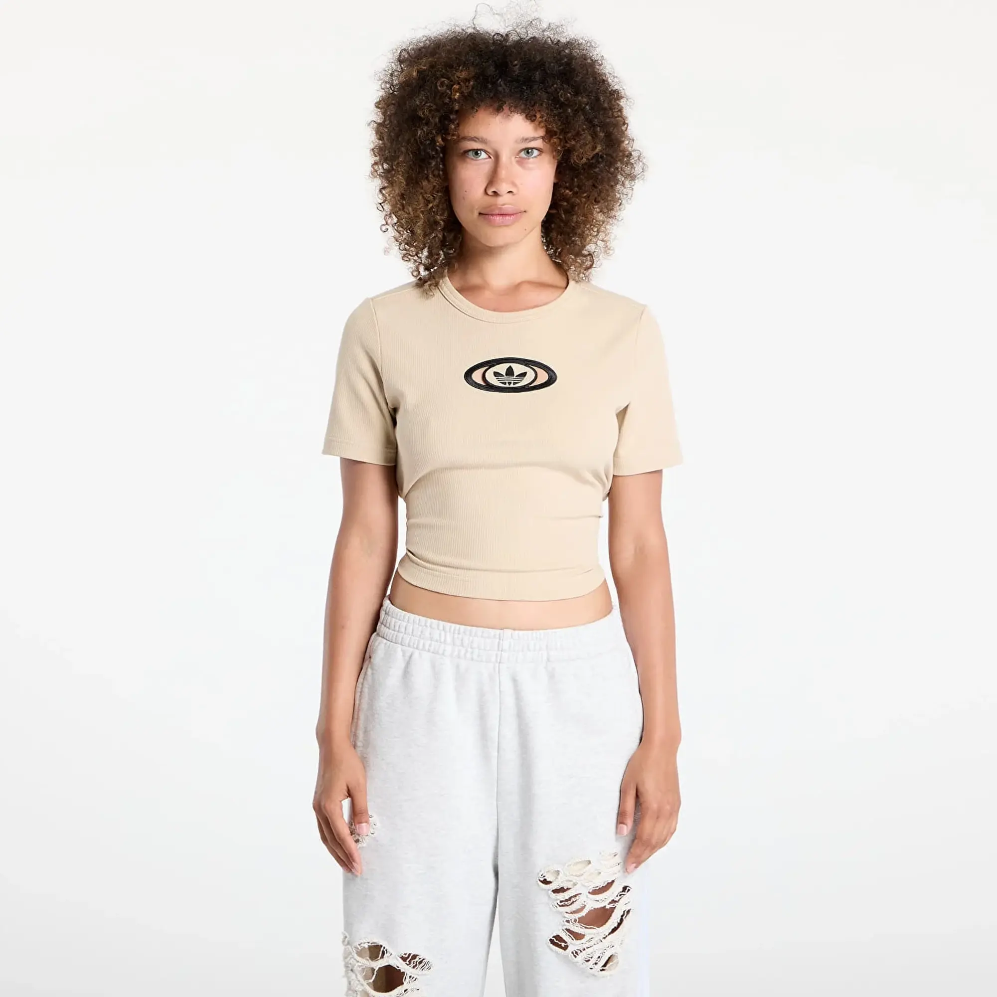 T-Shirt Adidas Originals Campus 2000 Back Cut Out Rib T-Shirt Stone Khaki Xs