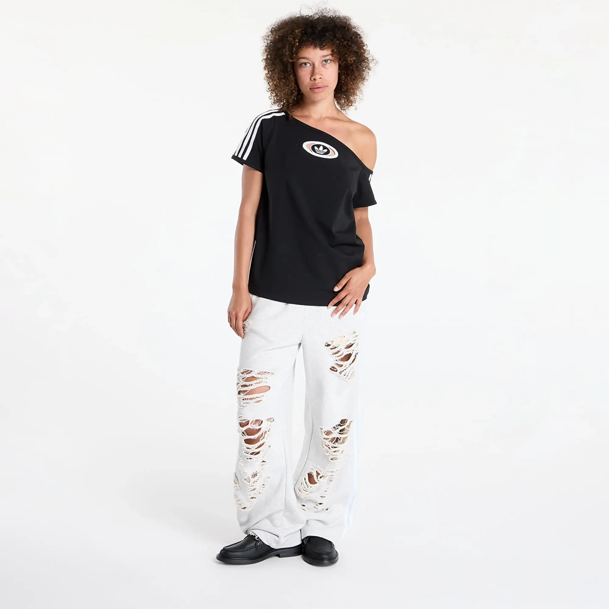 T-Shirt Adidas Originals Campus 2000 Off Shoulder T-Shirt Black Xs