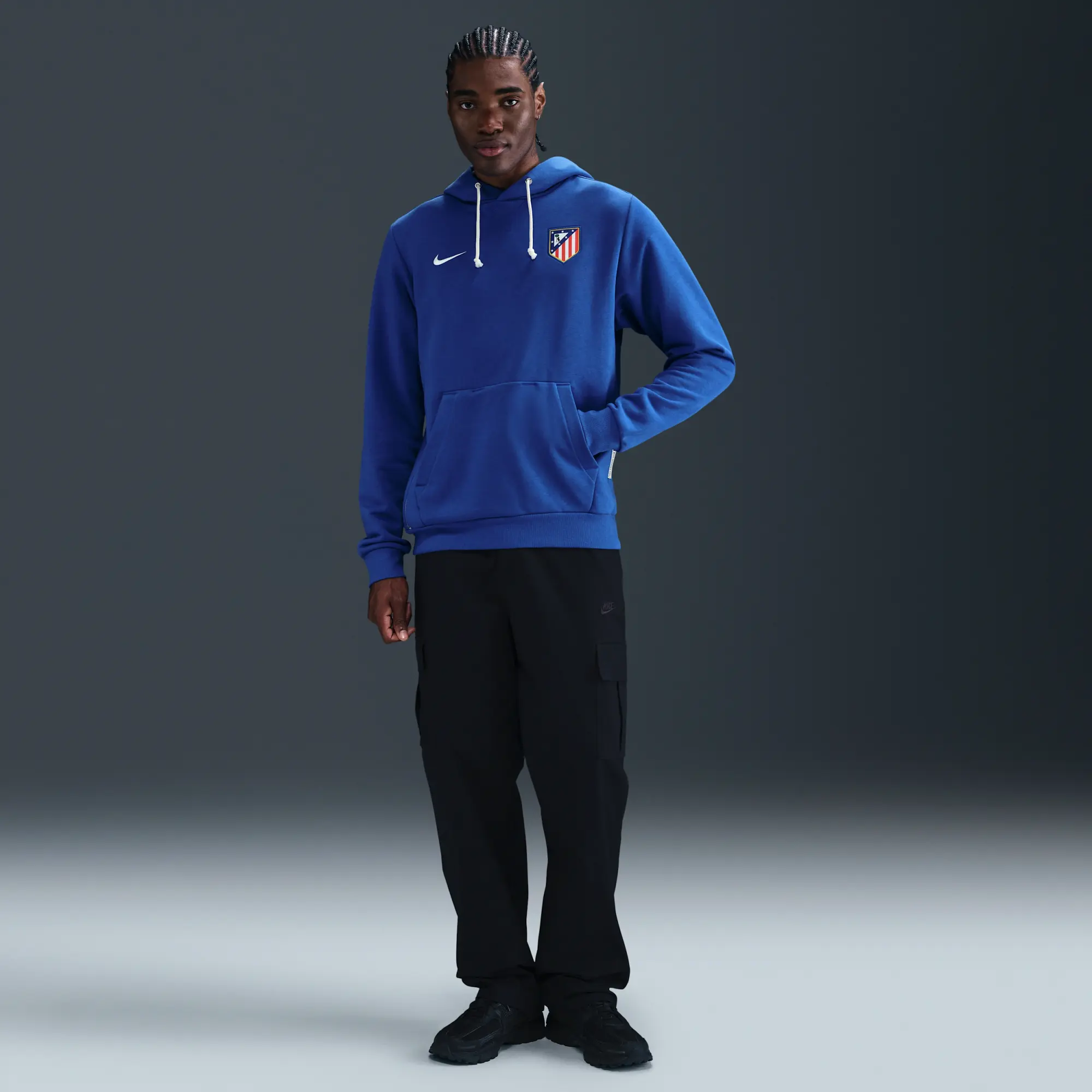 Atlético Madrid Standard Issue Men's Nike Dri-FIT Football Pullover Hoodie - Blue - Polyester/Cotton