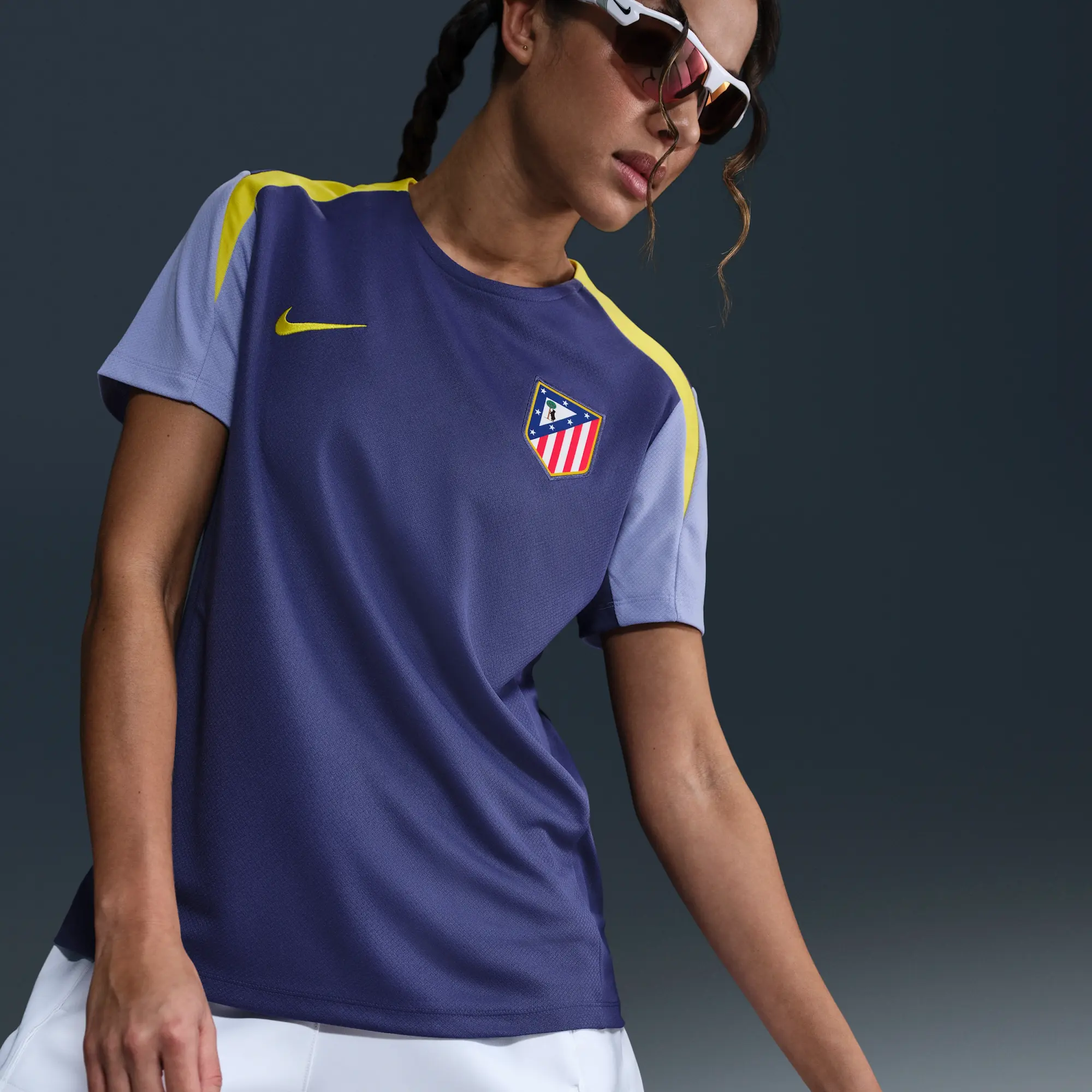 Atlético Madrid Strike Women's Nike Dri-FIT Football Short-Sleeve Top - Purple - Polyester