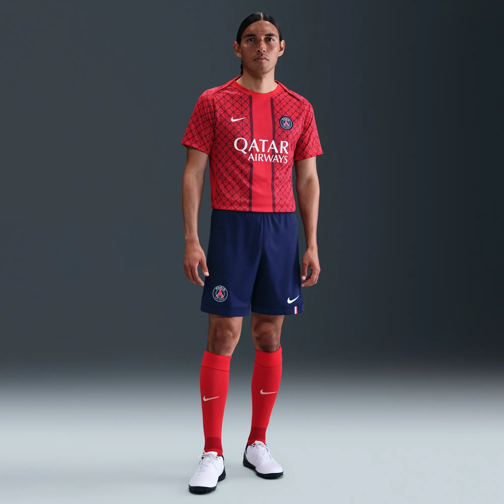 Paris Saint-Germain Academy Pro Away Men's Nike Dri-FIT Football Pre-Match Short-Sleeve Top - Red - Sustainable Materials