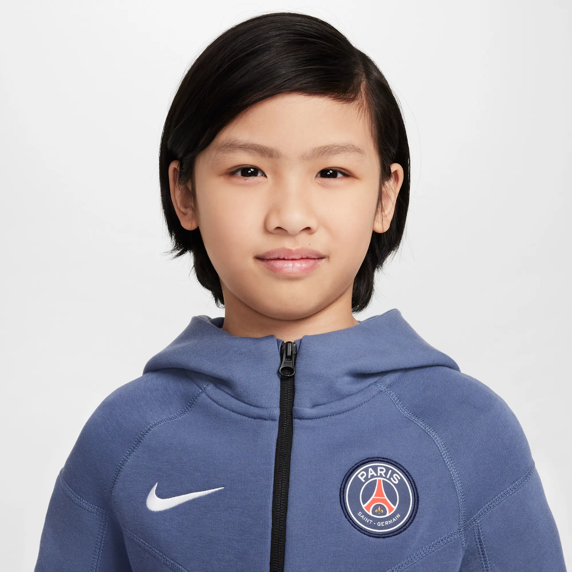 Paris Saint-Germain Tech Older Kids' (Boys') Nike Football Fleece Full-Zip Hoodie - Blue - Cotton/Polyester