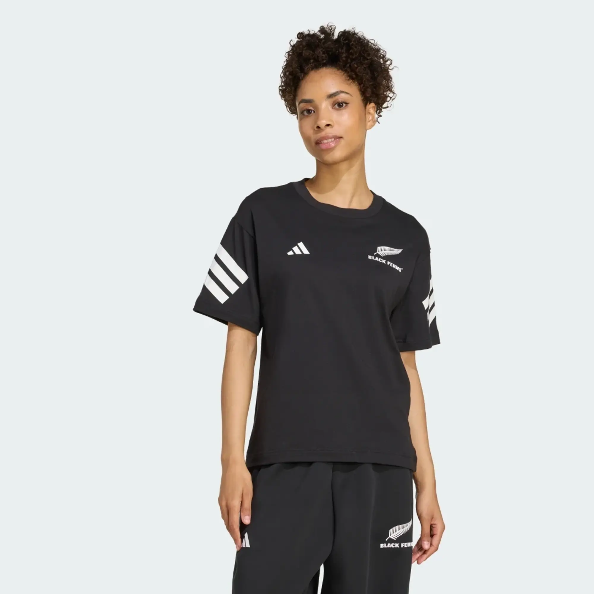 adidas Black Ferns 3-Stripes T-Shirt