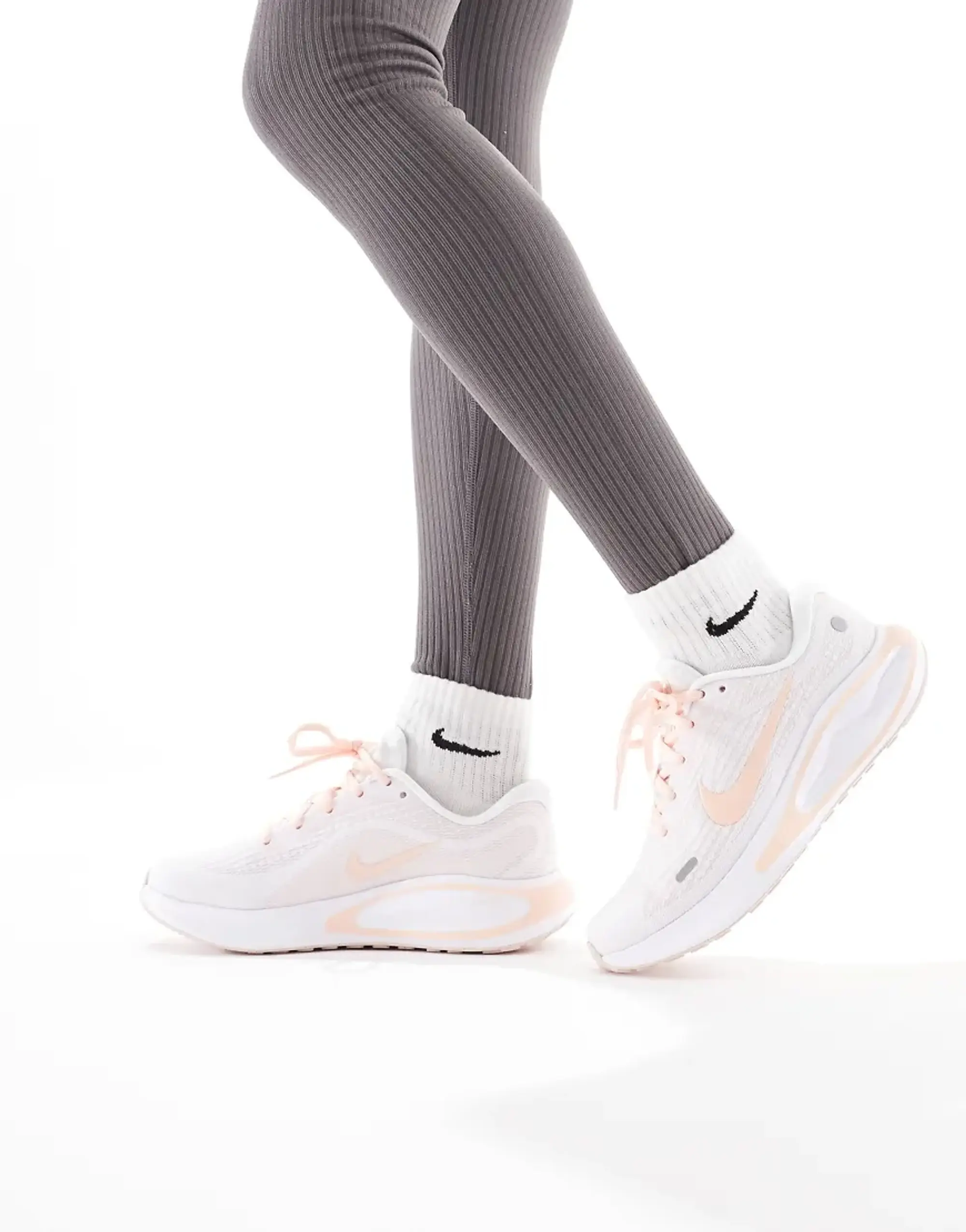 Nike Running Journey Run Trainers In White And Orange