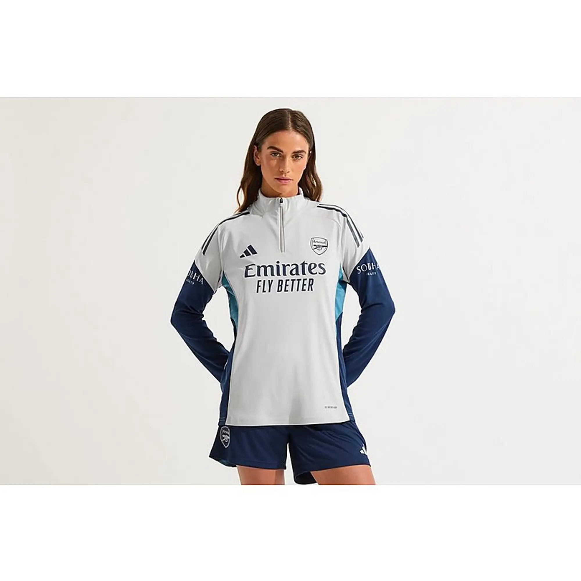 Arsenal adidas Womens 25/26 Grey 1/4 Zip Training Top, Multicolor