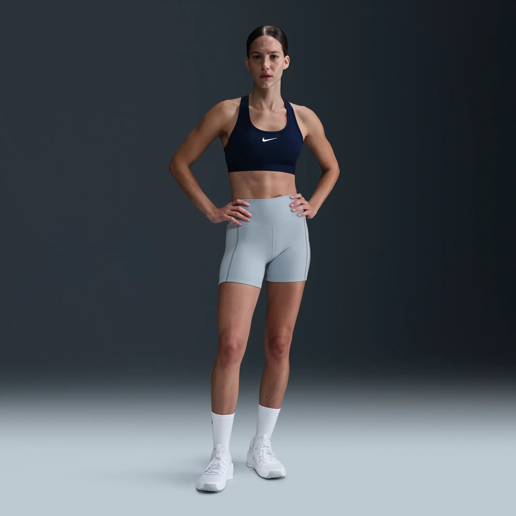Nike One Fitted Women's Dri-FIT High-Waisted 12.5cm (approx.) Biker Shorts - Blue - Body/Waist Lining