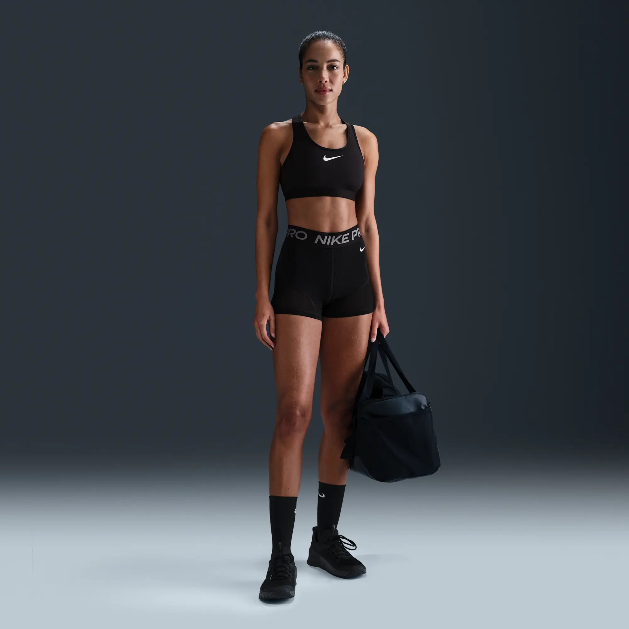 Nike Pro Women's Mid-Rise 7.5cm (approx.) Mesh-Panelled Biker Shorts - Black - Polyester/Elastane