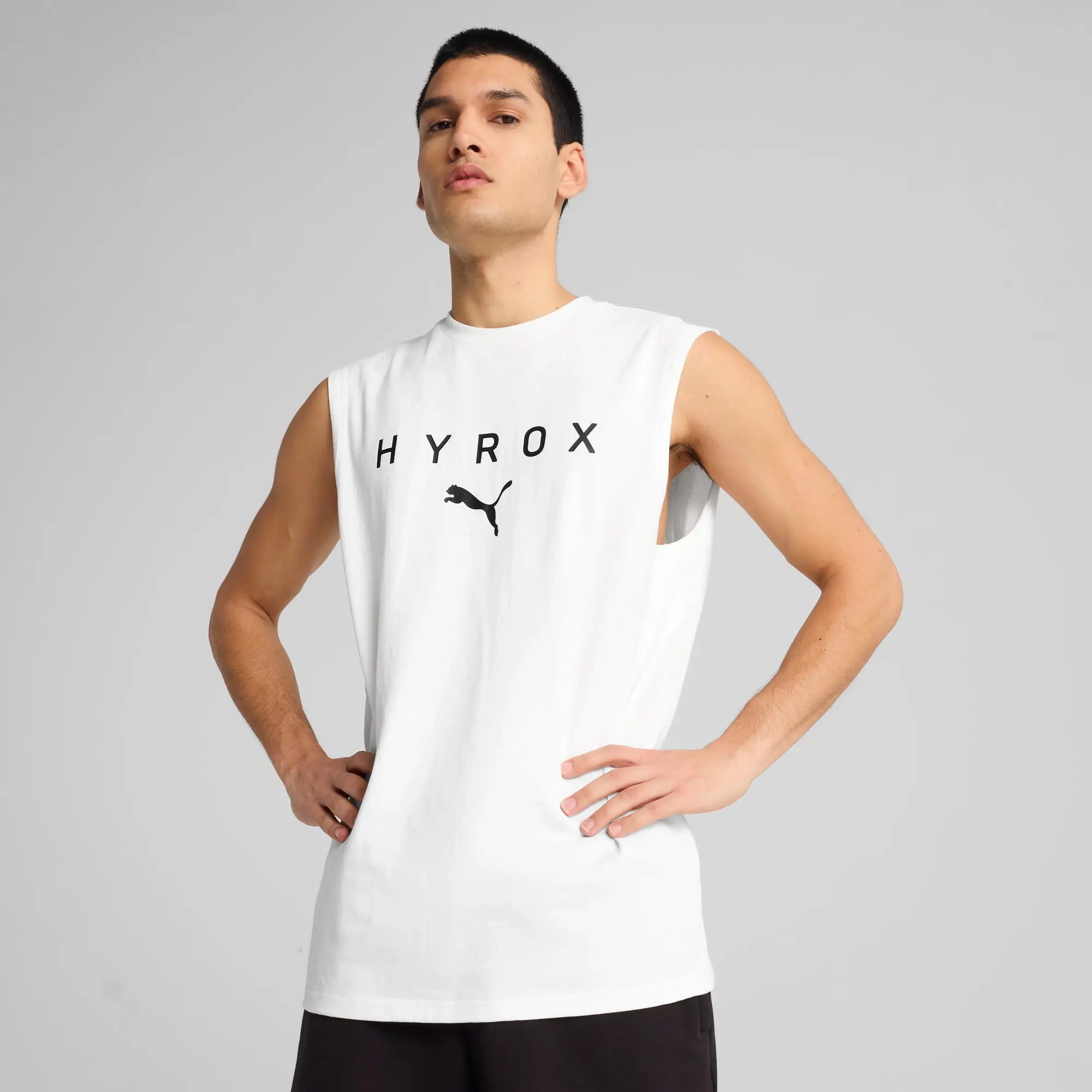 PUMA x HYROX Cut-Off Tank Men, White, size Large