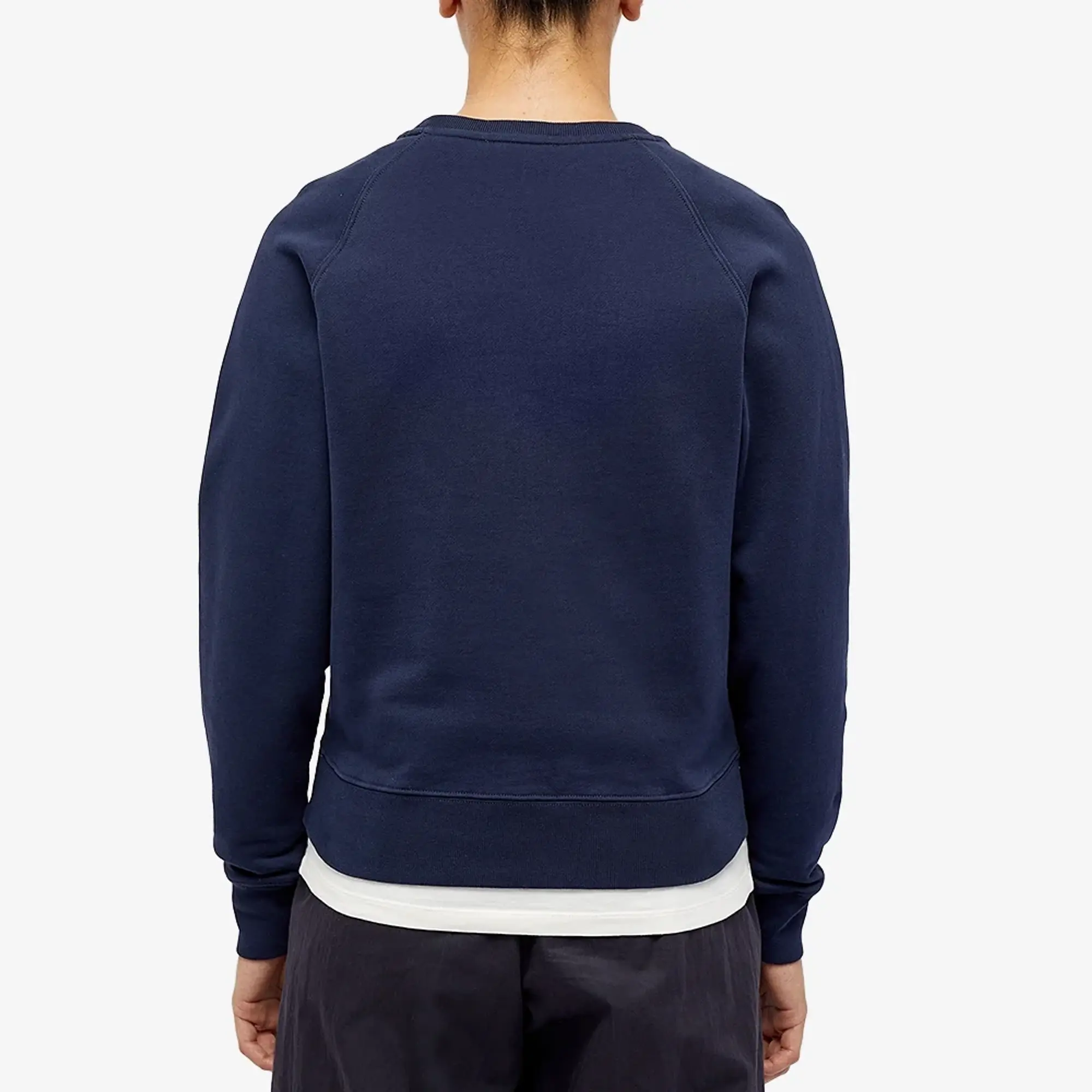 Maison Kitsuné Women's Fox Head Patch Adjusted Crew Sweat Navy