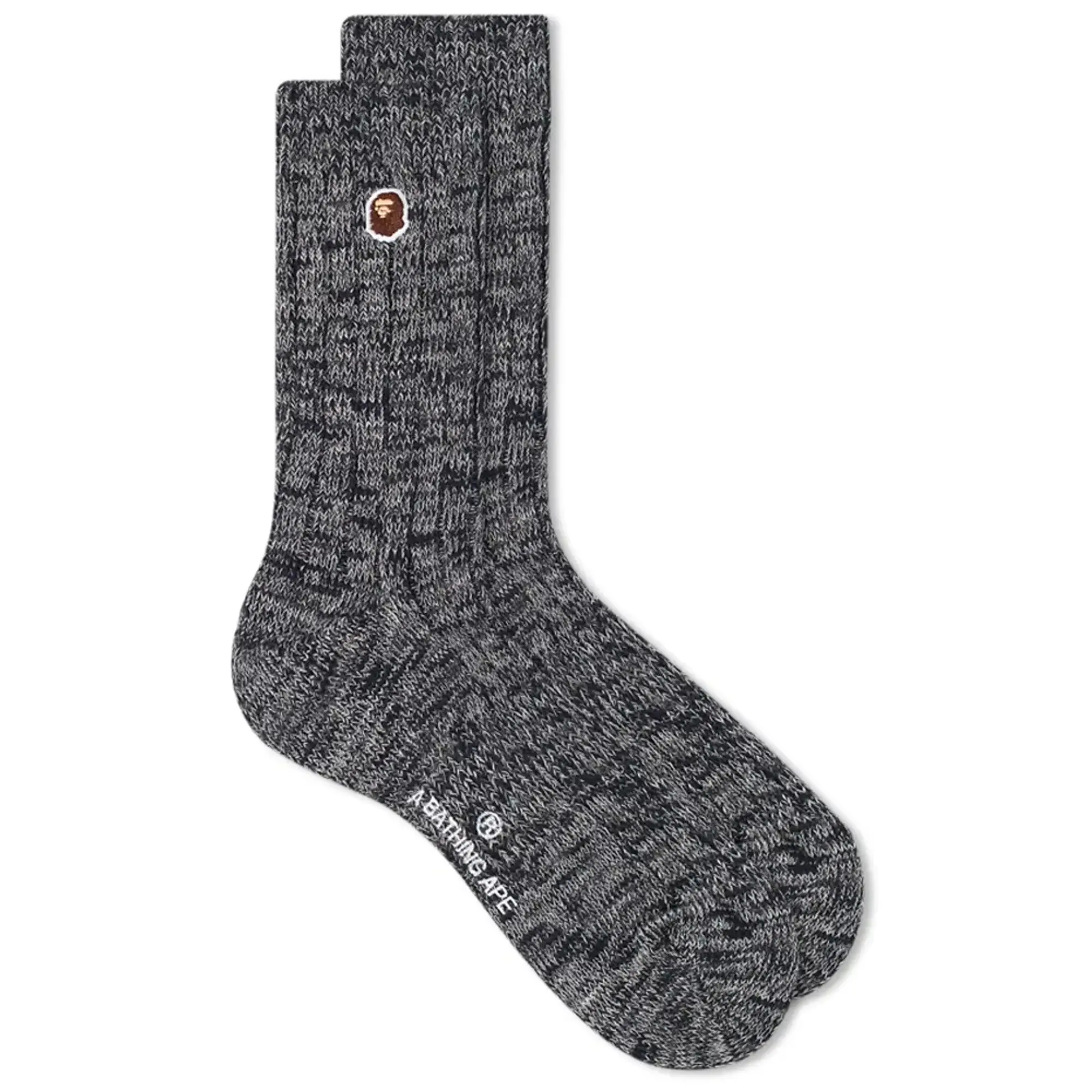 A Bathing Ape Men's Ape Head One Point Socks Charcoal