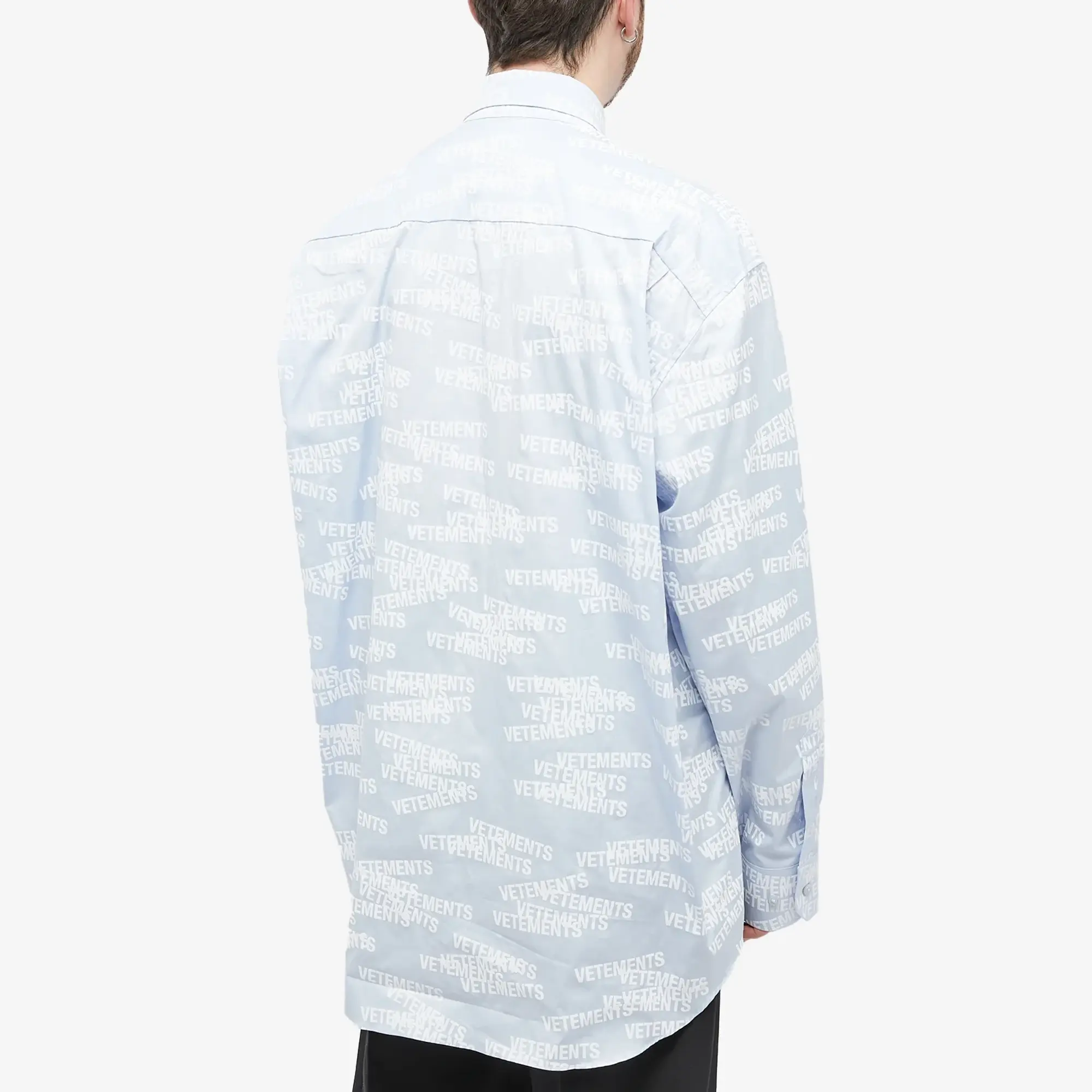 Vetements Men's Stamped Logo Shirt Baby Blue/White