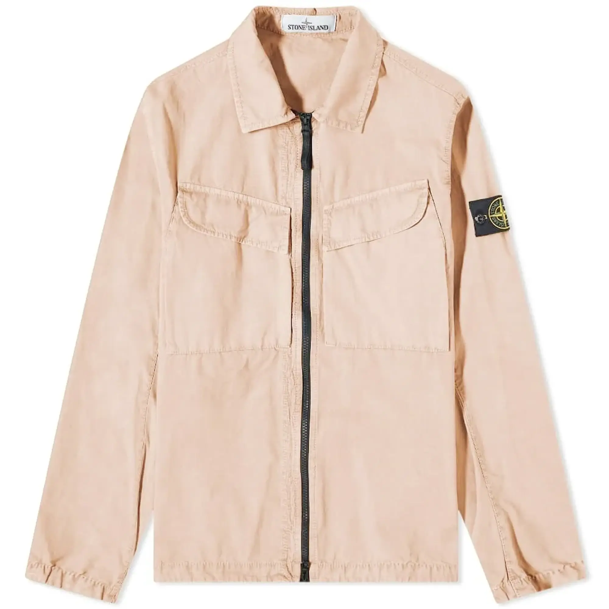 Stone Island Men's Brushed Cotton Canvas Zip Overshirt Rose