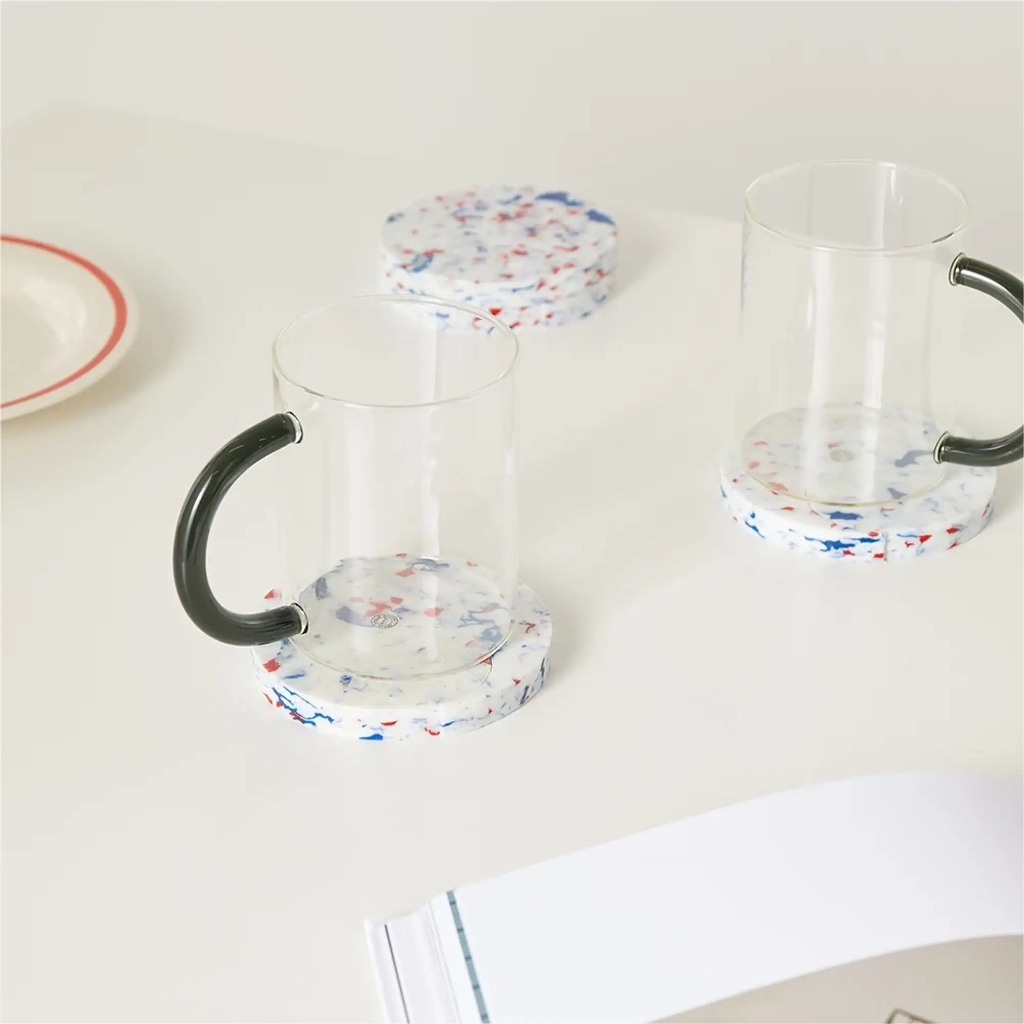 Space Available Men's Recycled Dualism Coaster - Set Of 4 White Multi