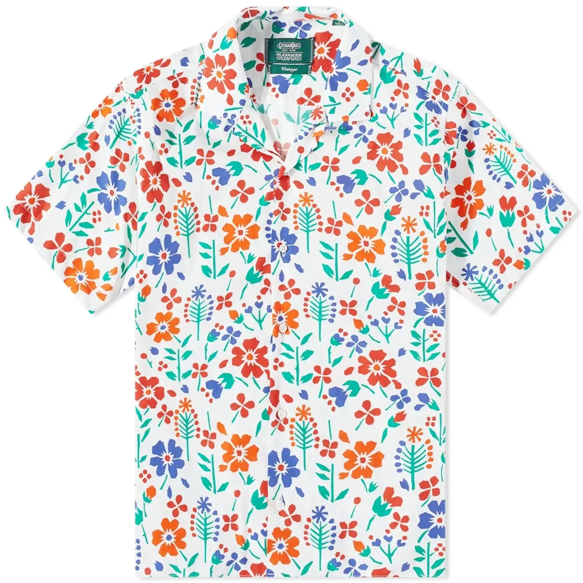 Gitman Vintage Men's x Alexander Girard Flores Camp Collar Shirt White